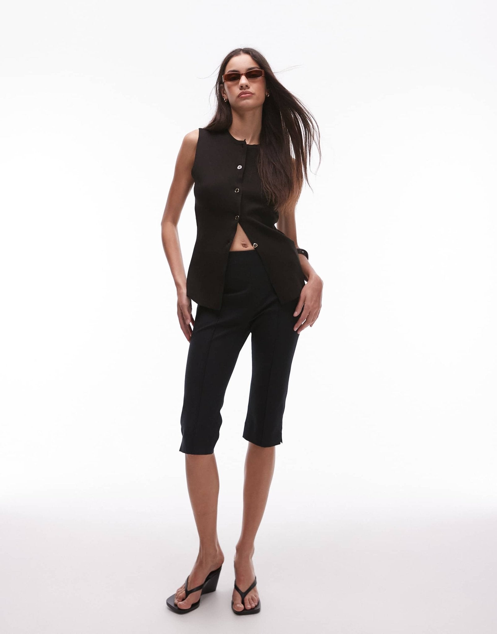 Mango button through knitted waistcoat in dark brown - ASOS Sample Sale