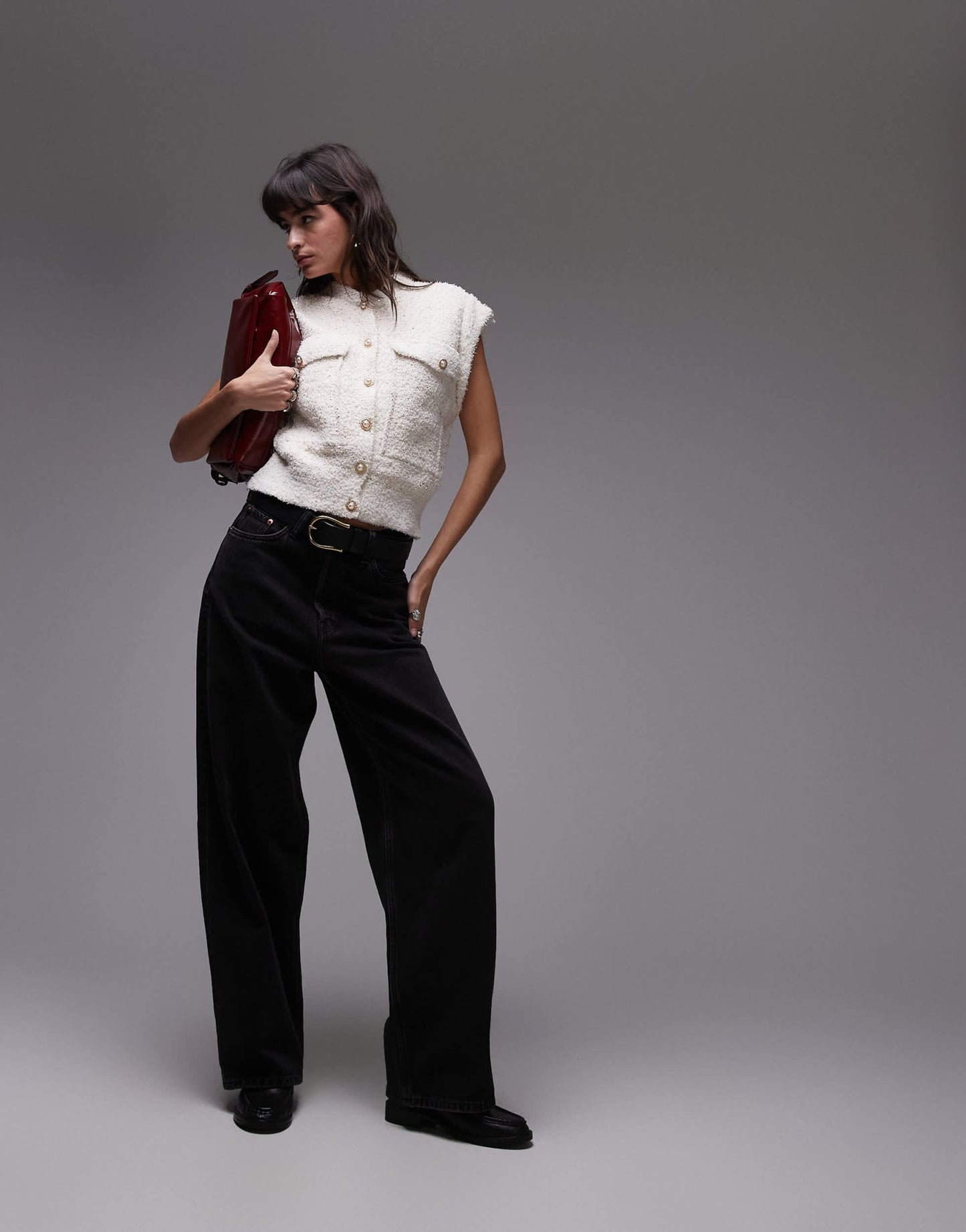 Mango button through sleeveless waistcoat in white - ASOS Sample Sale