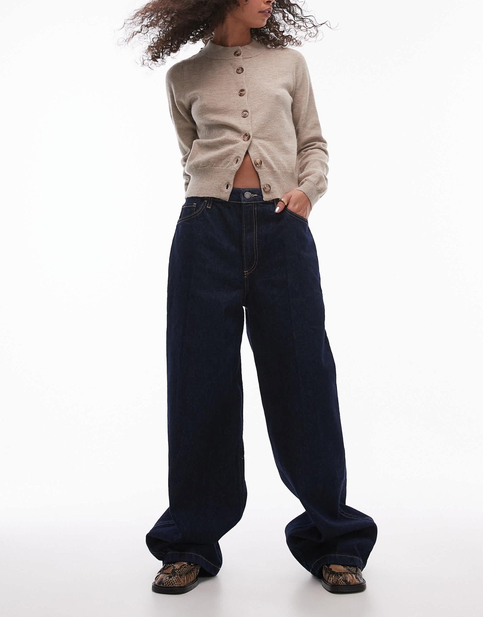 Mango Capsule Brigitte straight leg rigid denim jeans in dark blue - ASOS Sample Sale