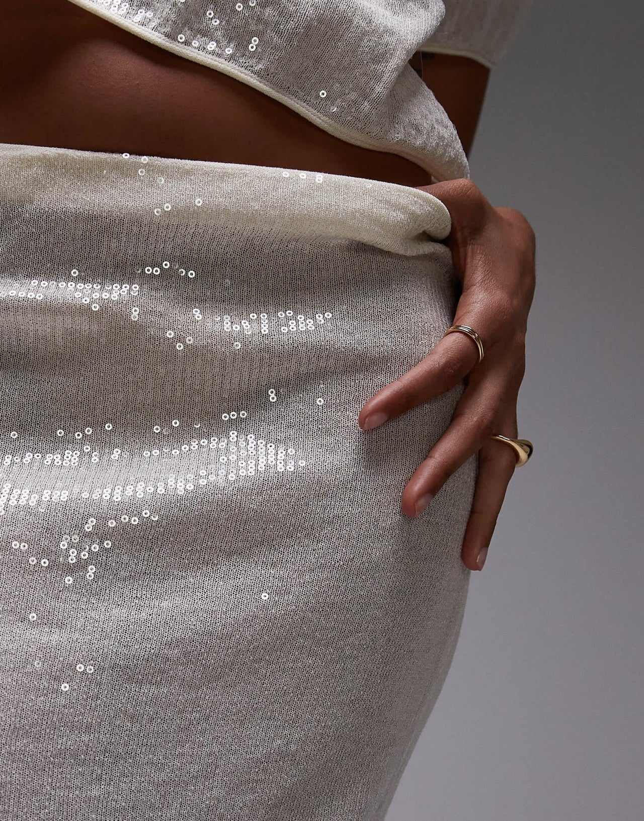 Mango capsule embellished midi skirt co-ord in oyster - ASOS Sample Sale