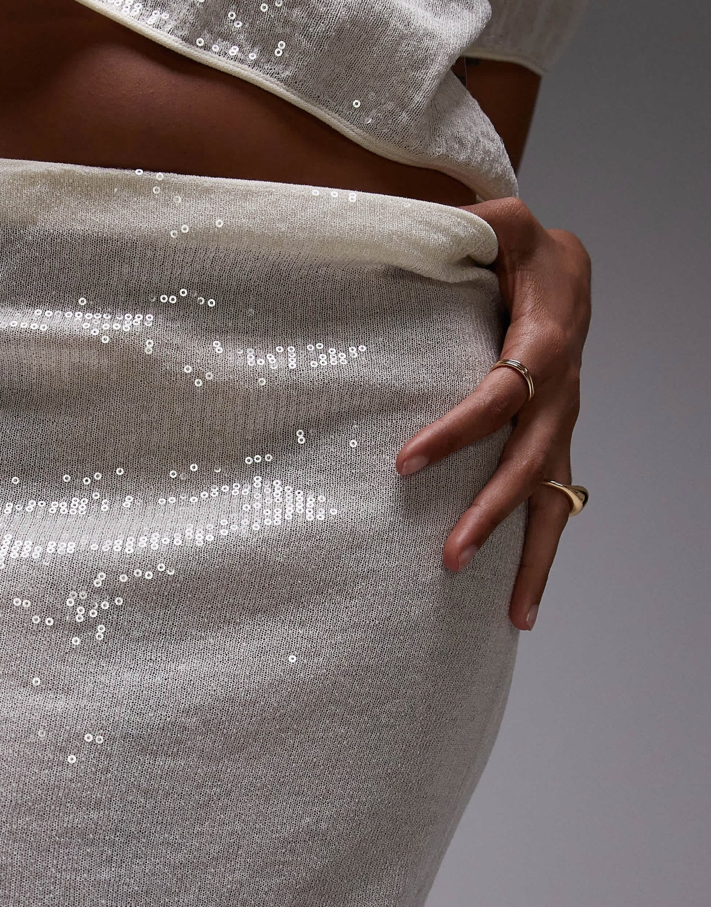 Mango capsule embellished midi skirt co-ord in oyster - ASOS Sample Sale