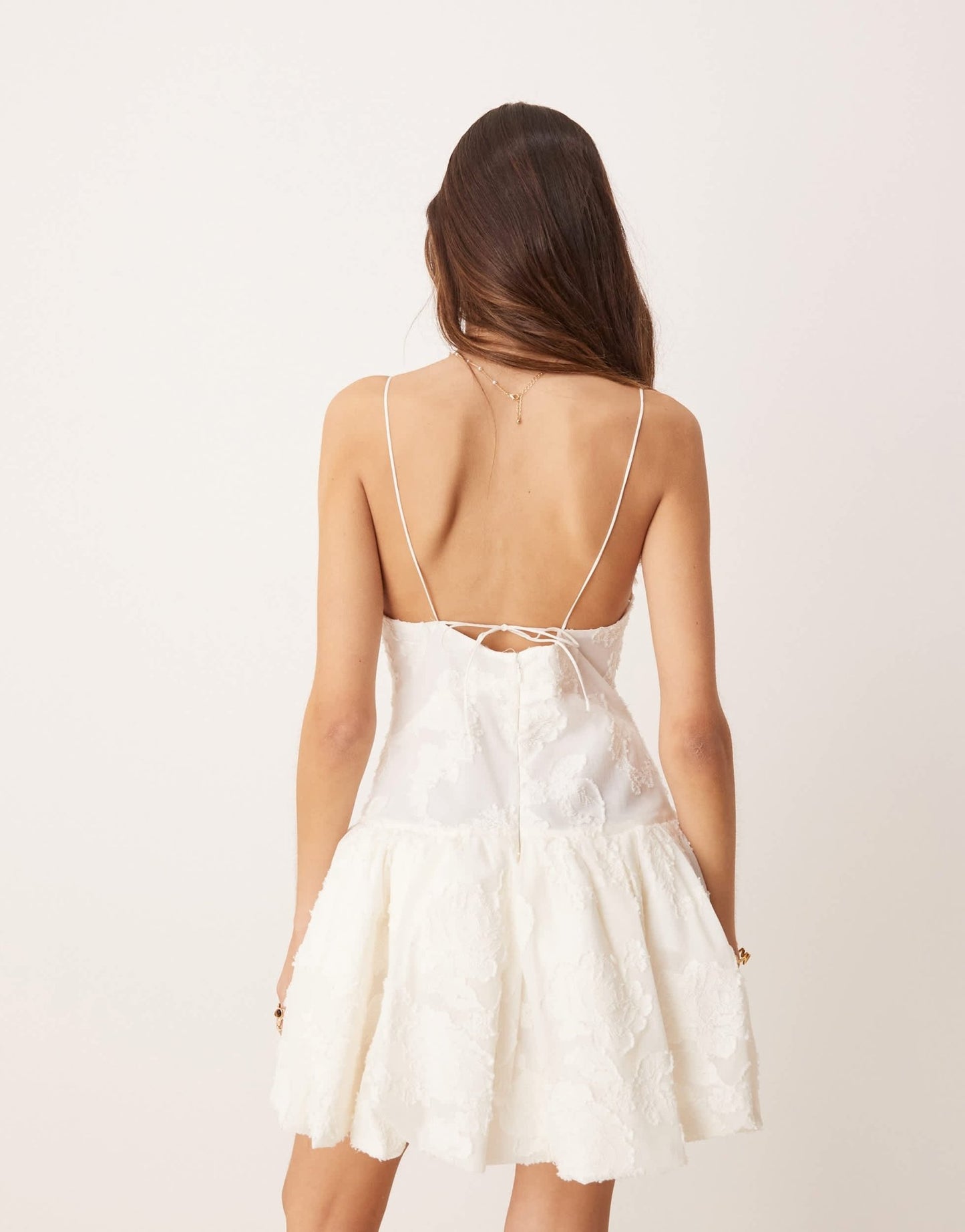 Mango capsule embroidered mini dress with puffball hem in white - ASOS Sample Sale