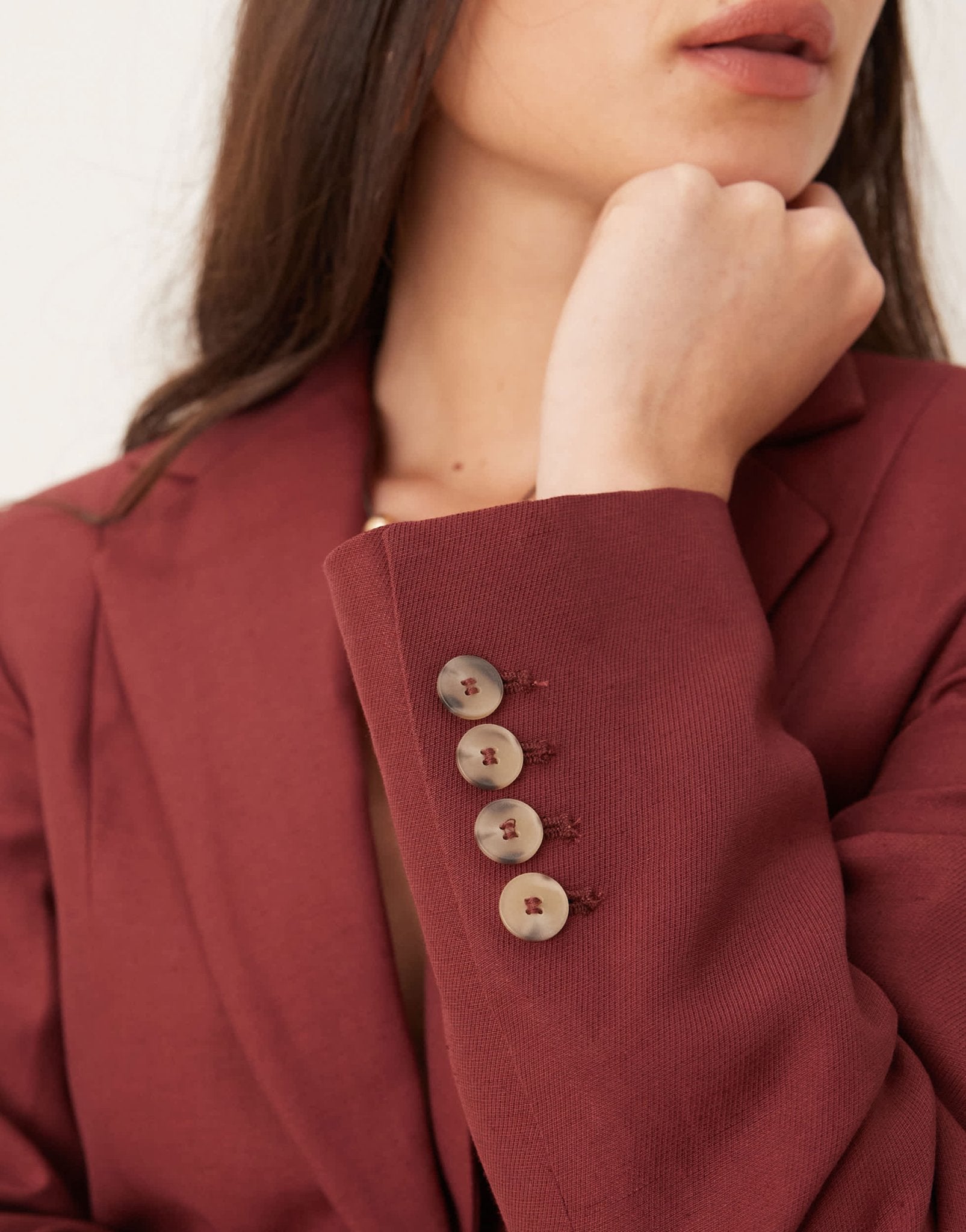Mango capsule linen mix over sized blazer co-ord in wine - ASOS Sample Sale
