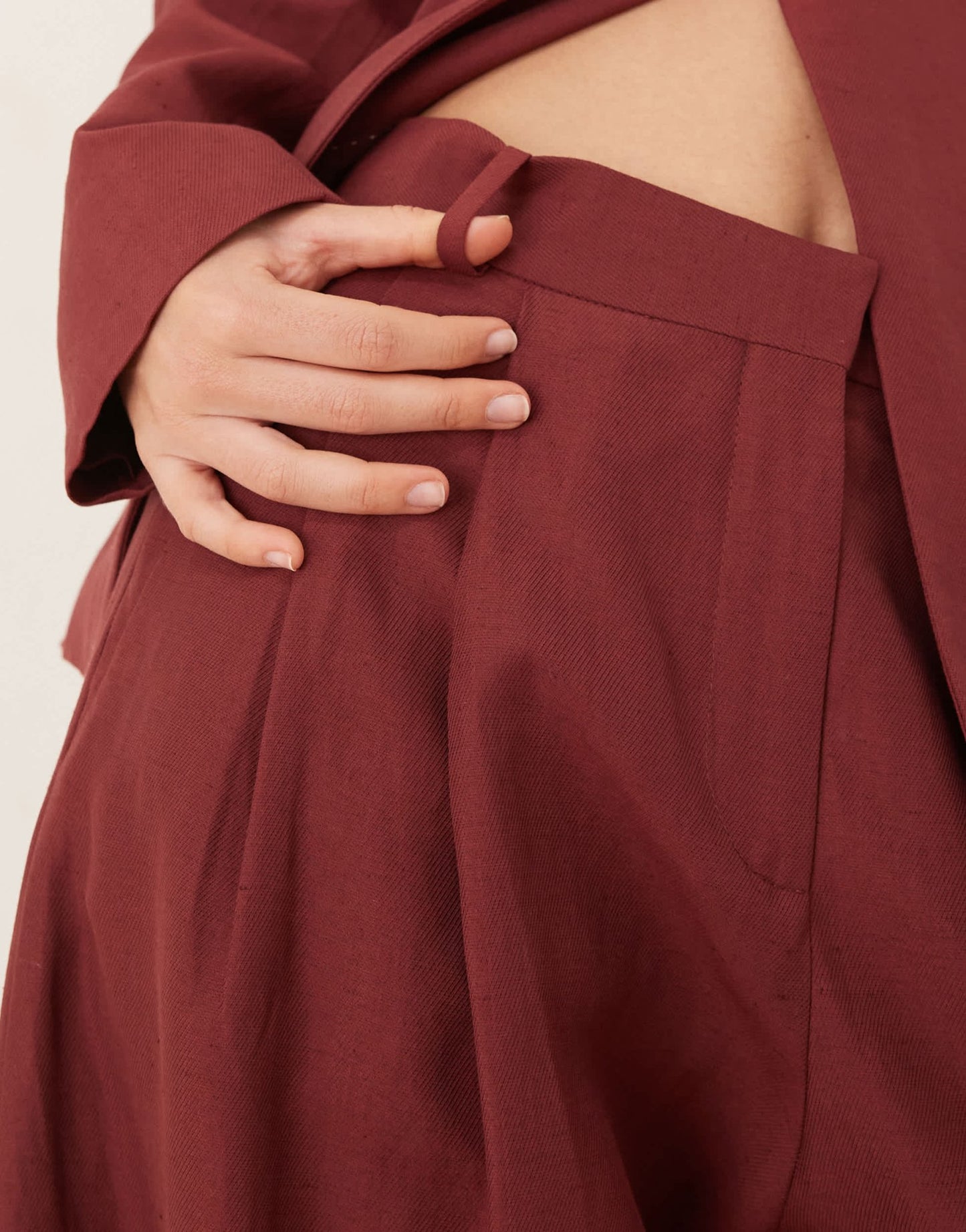 Mango capsule linen mix wide leg trouser co-ord in wine - ASOS Sample Sale