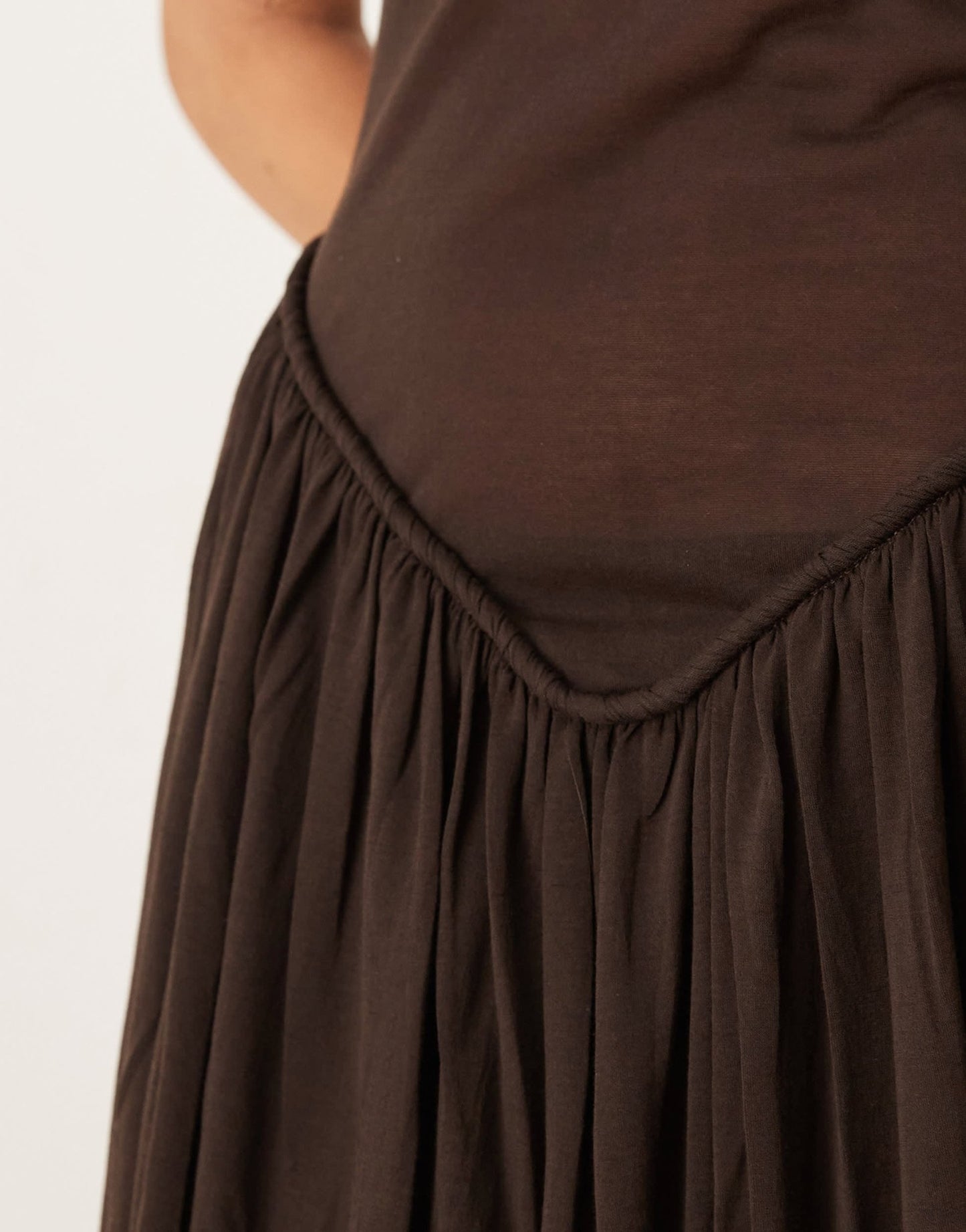 Mango capsule rami dropped waist crinkle midi dress in chocolate - ASOS Sample Sale