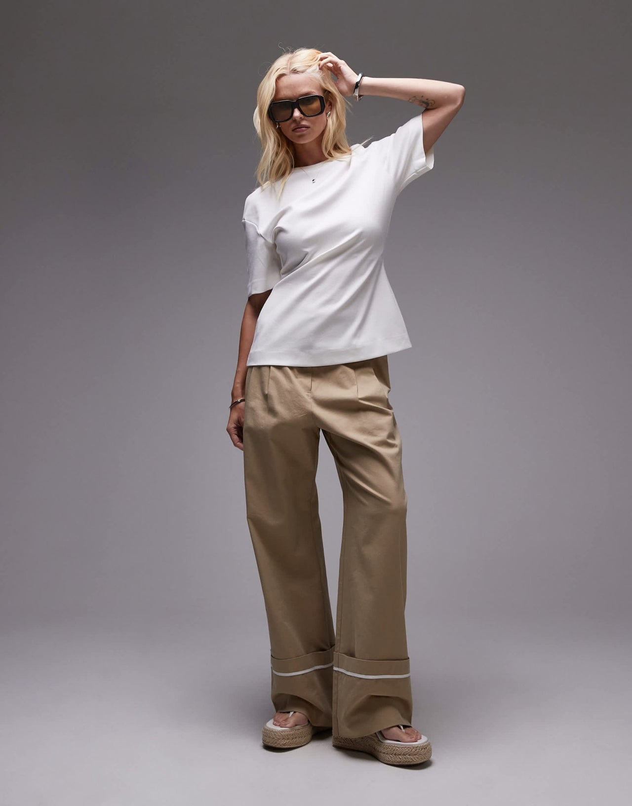 Mango capsule structured peplum top in white - ASOS Sample Sale