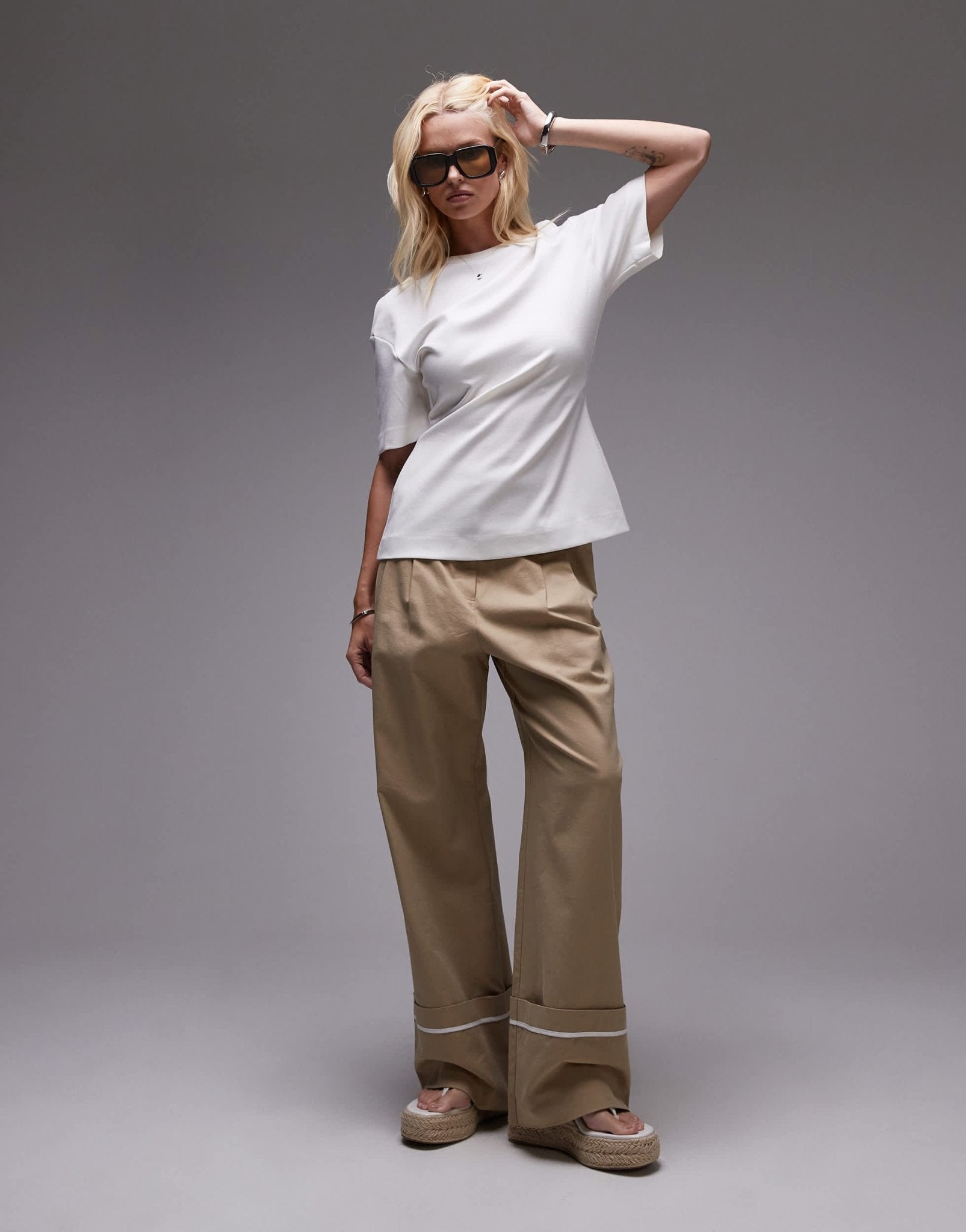 Mango capsule structured peplum top in white - ASOS Sample Sale