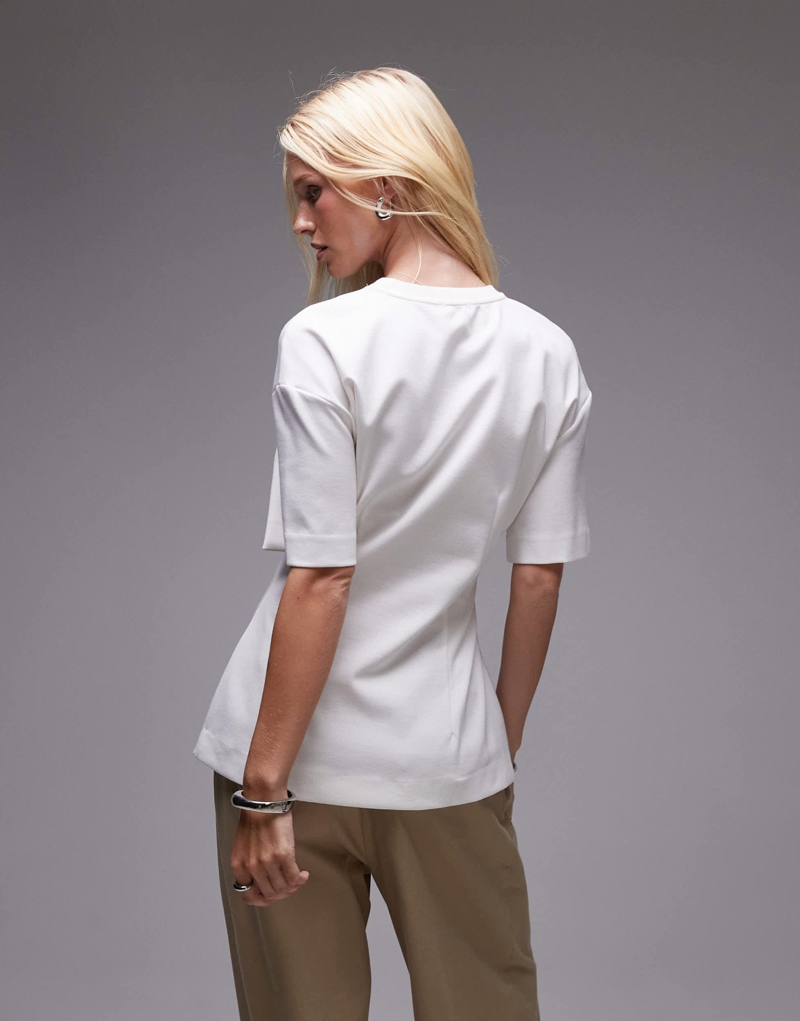 Mango capsule structured peplum top in white - ASOS Sample Sale