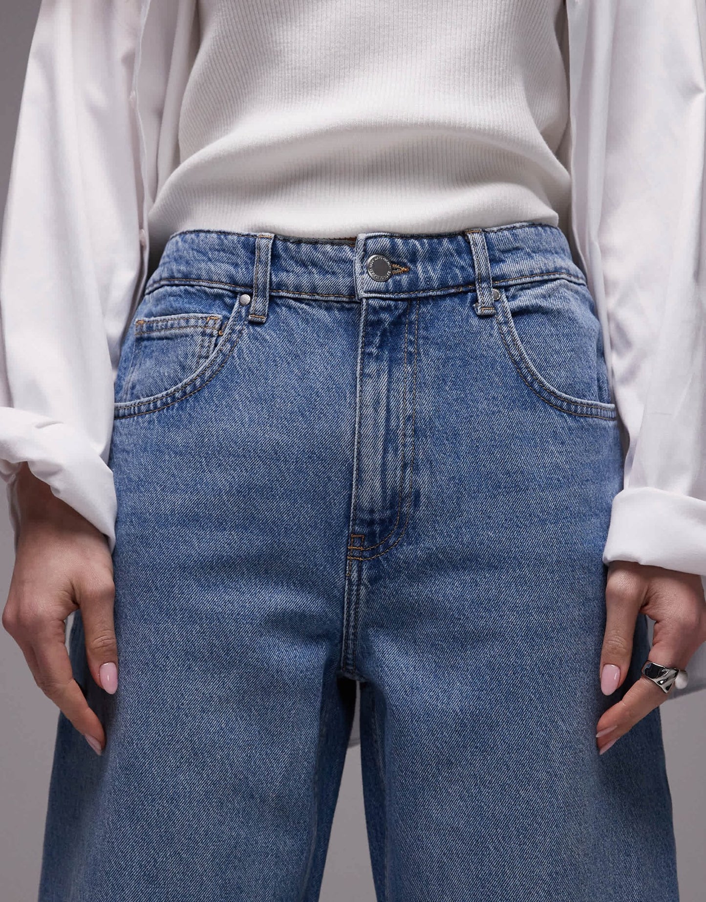 Mango Carlo seam front jeans in light blue - ASOS Sample Sale