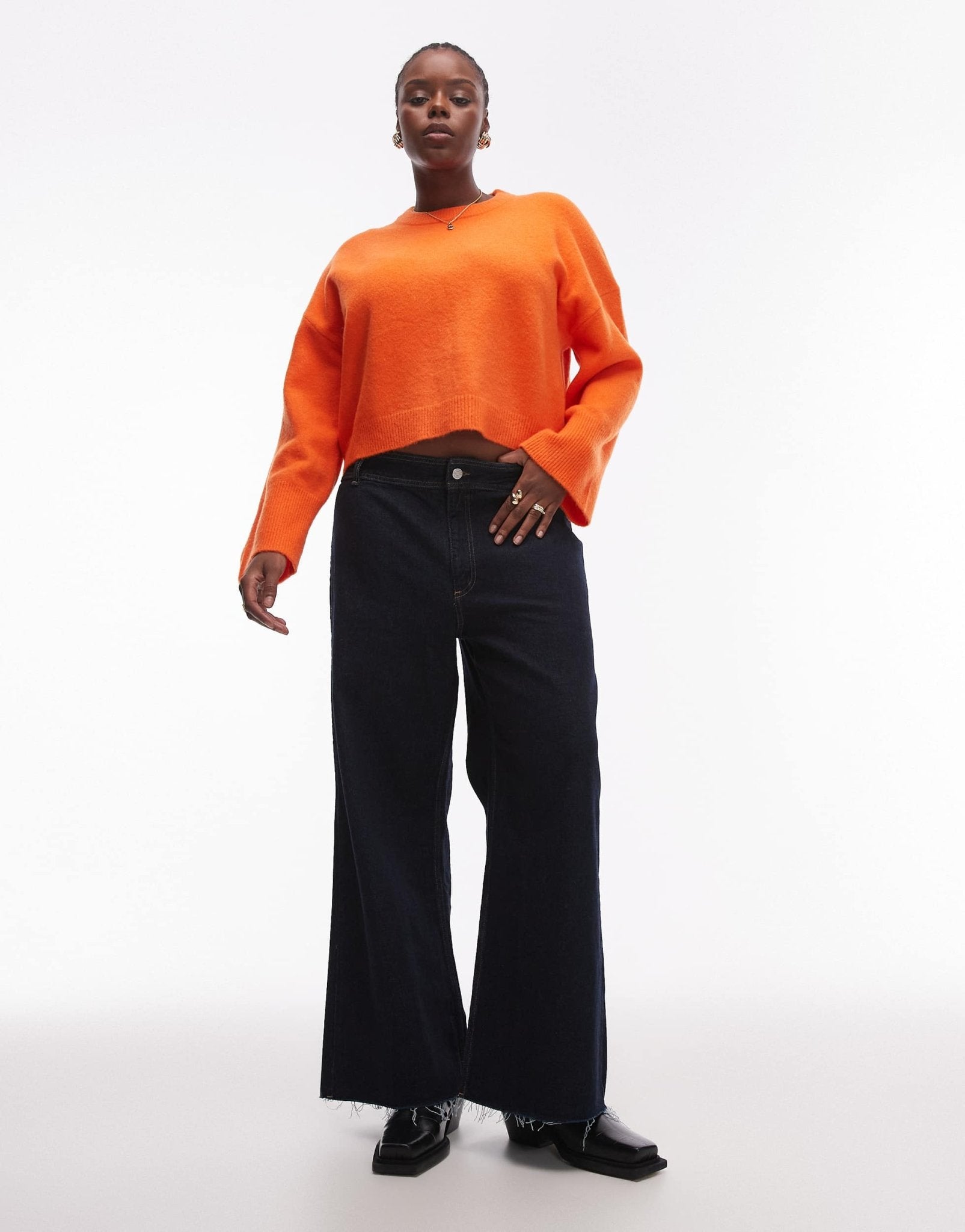 Mango Catherin wide leg jeans indigo - ASOS Sample Sale
