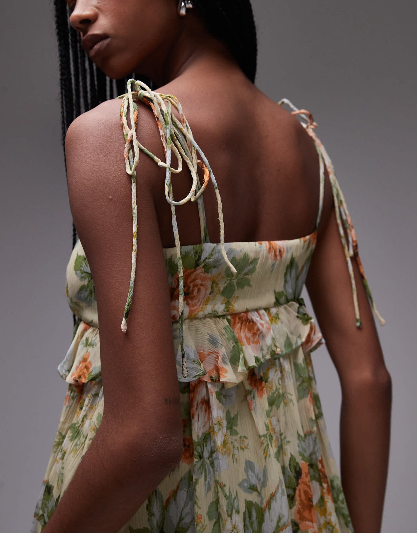 Mango chiffon babydoll mini dress in soft floral print - ASOS Sample Sale