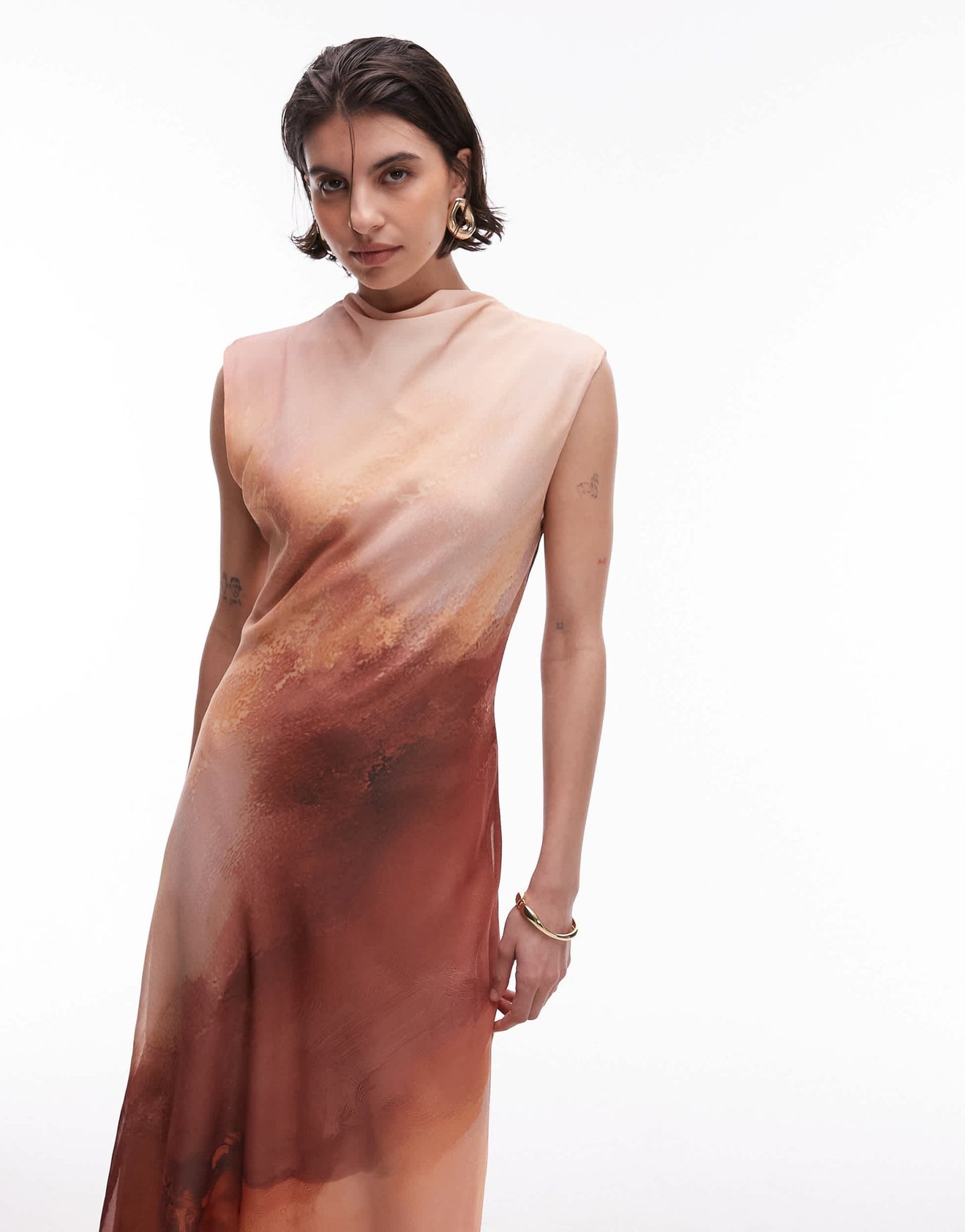 Mango chiffon midi dress in pink ombre print - ASOS Sample Sale