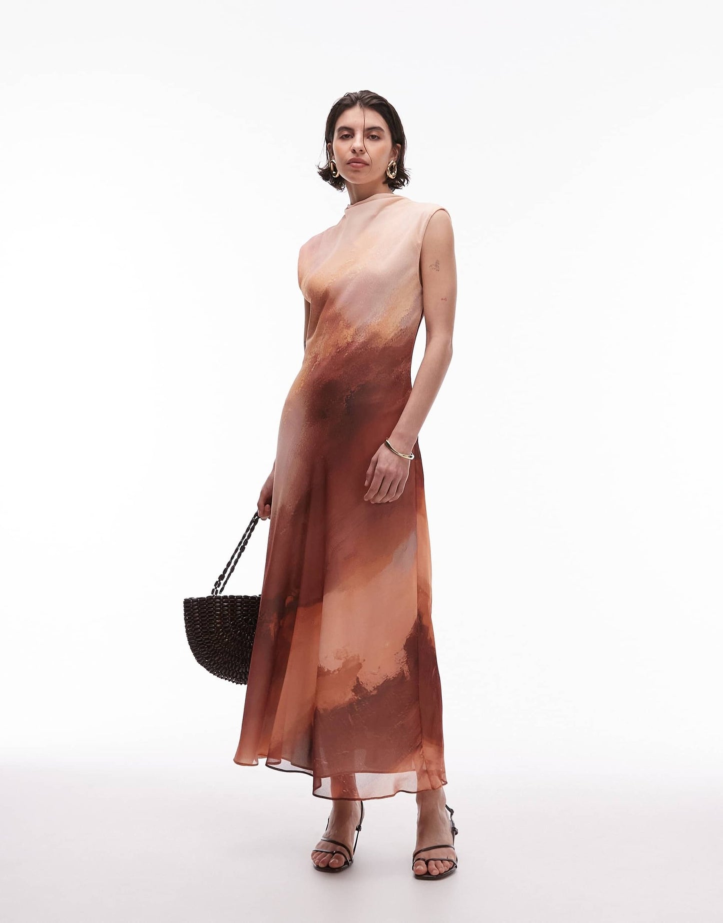 Mango chiffon midi dress in pink ombre print - ASOS Sample Sale