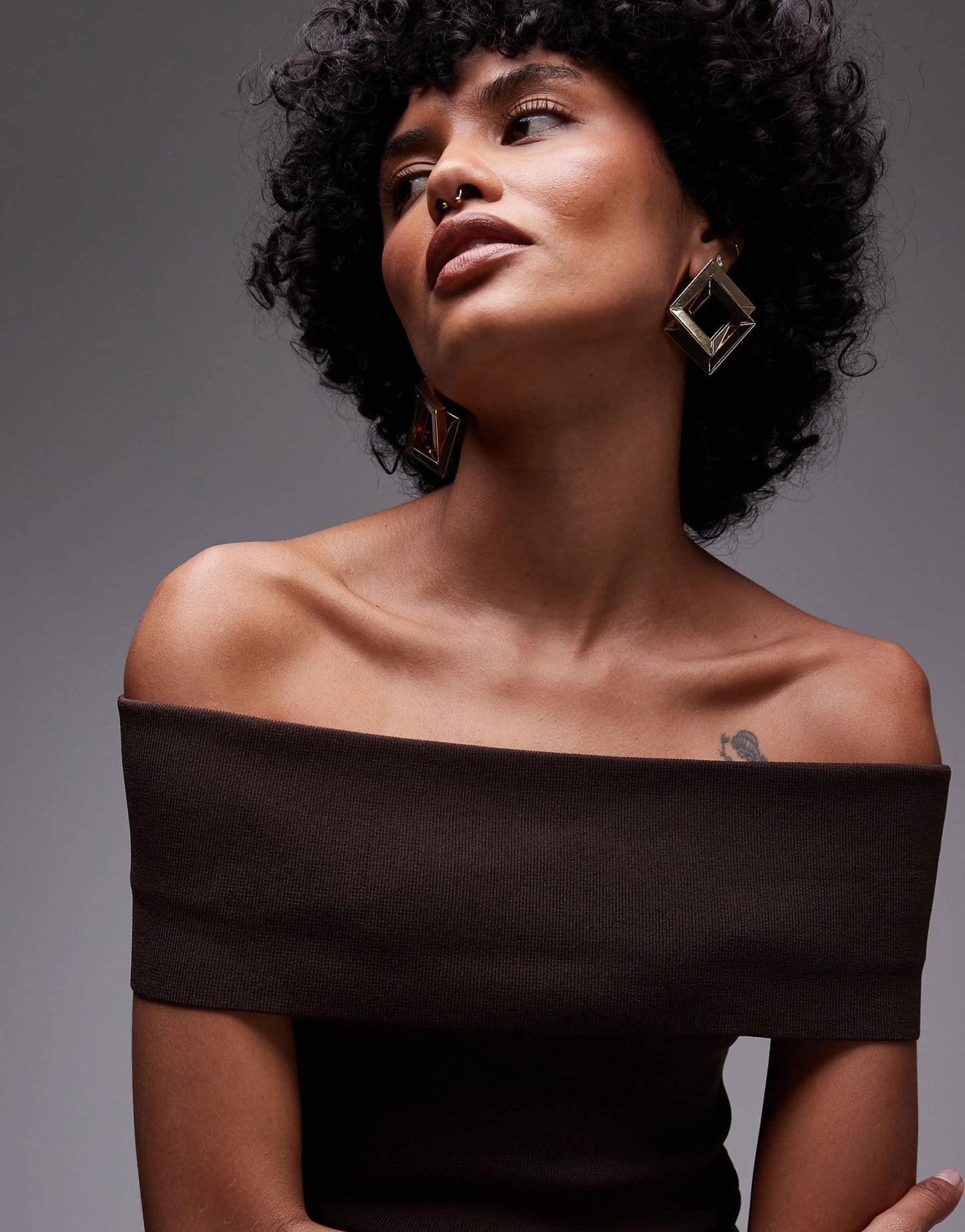 Mango compact knit bardot top in black - ASOS Sample Sale
