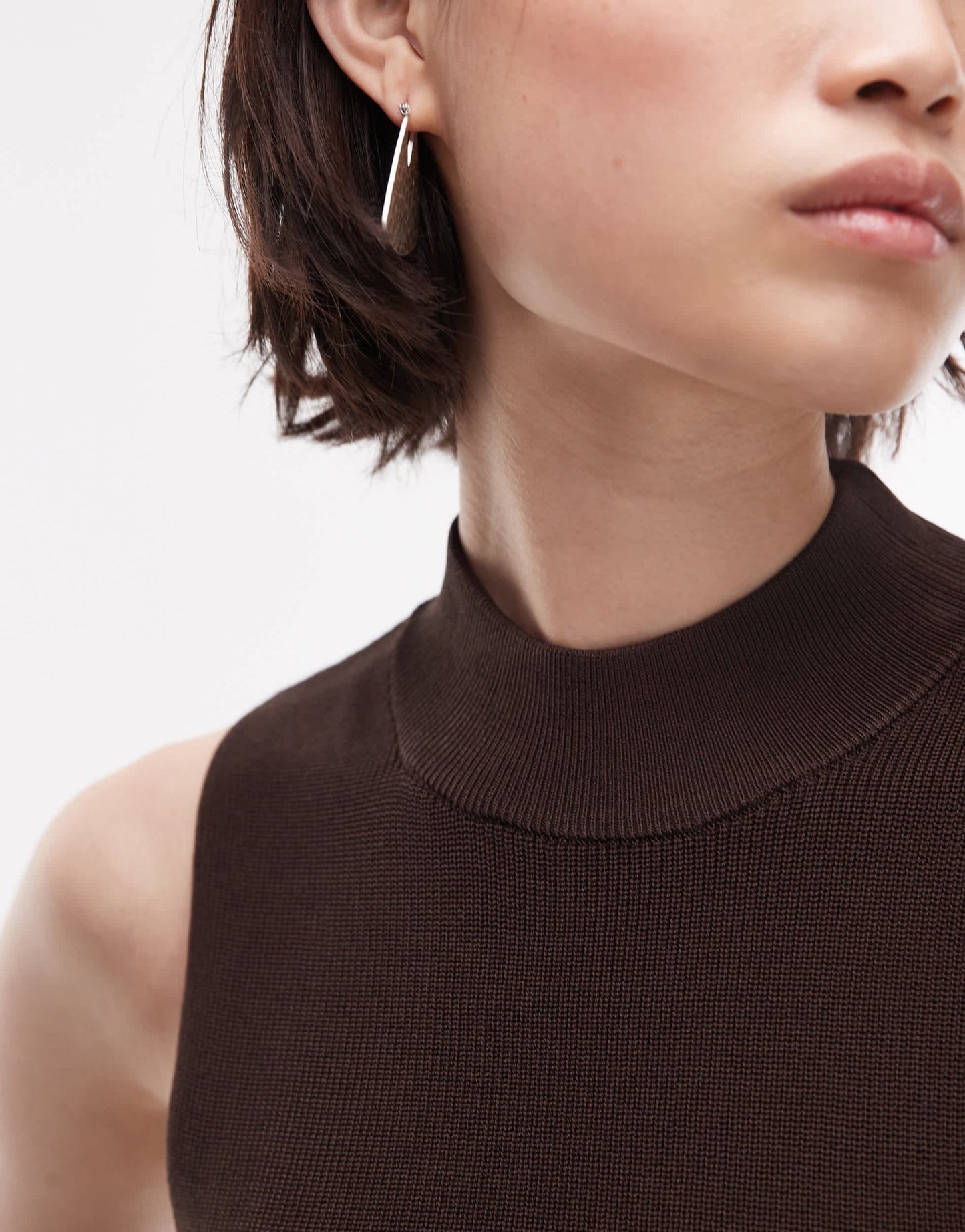 Mango compact knit mini dress in chocolate - ASOS Sample Sale