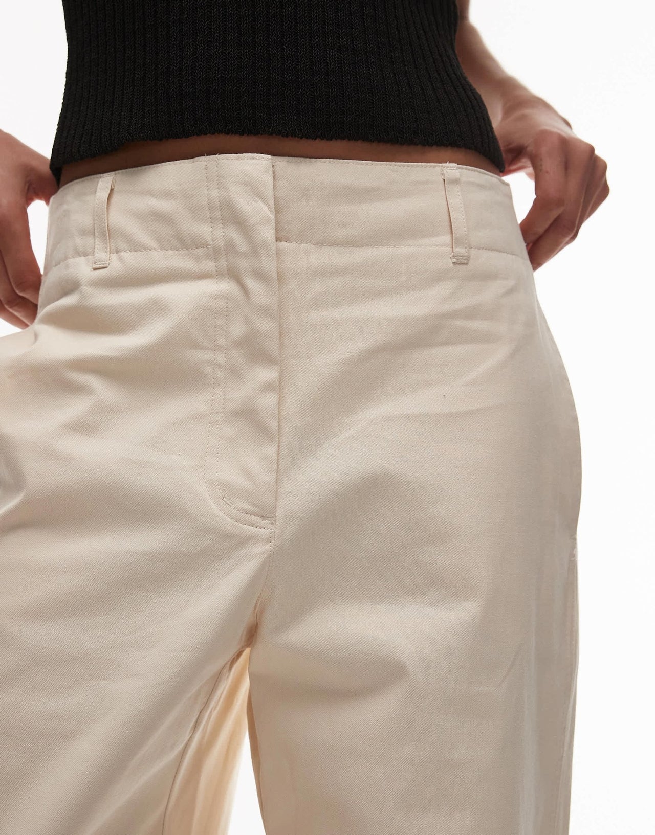 Mango concealed button slim trouser in light beige - ASOS Sample Sale