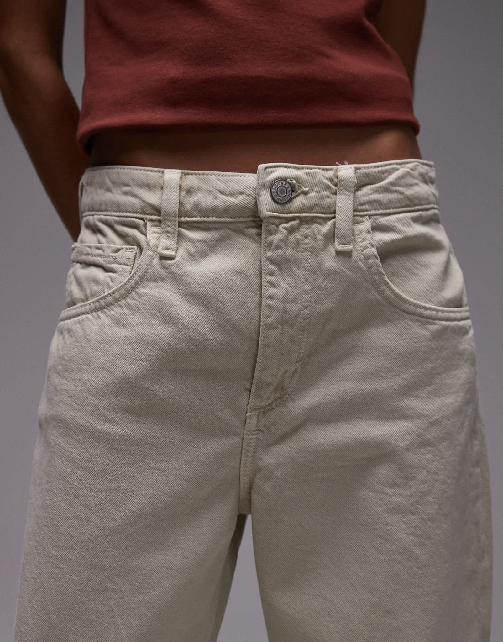 Mango cotton barrel jean in stone - ASOS Sample Sale