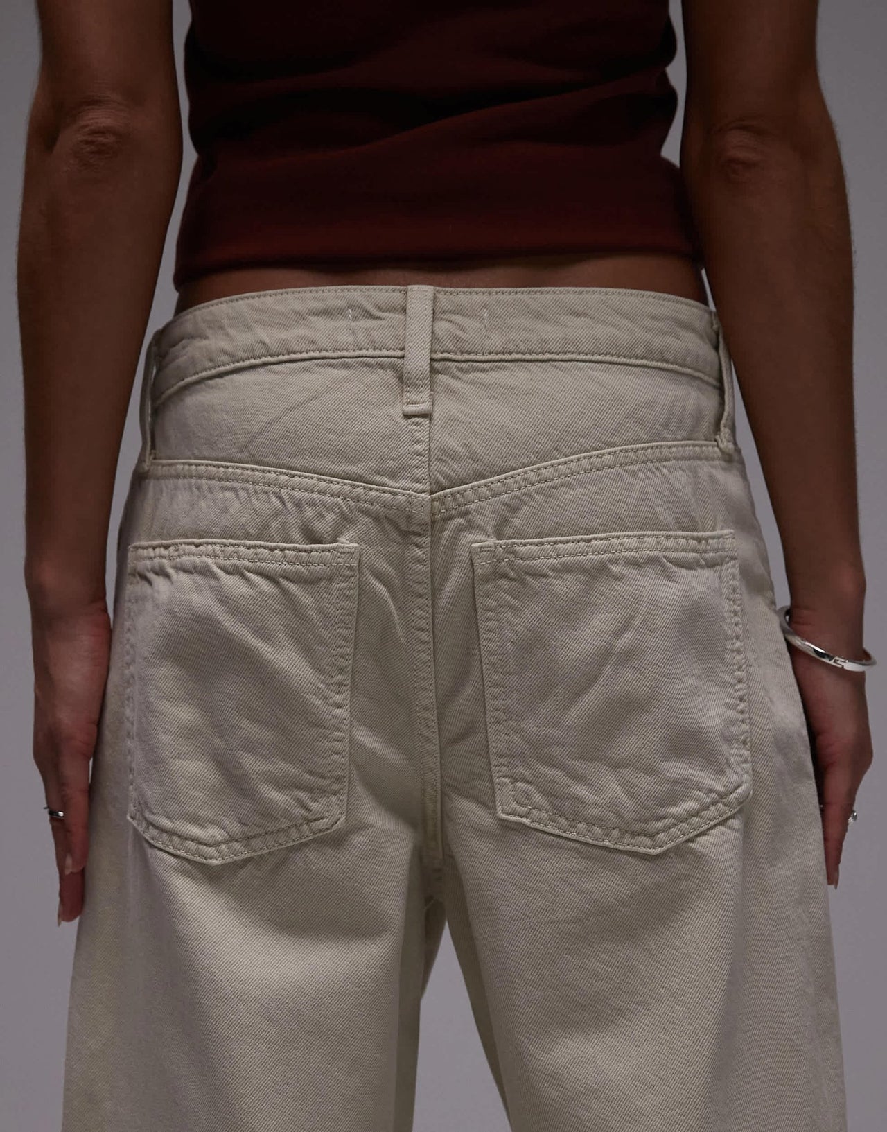 Mango cotton barrel jean in stone - ASOS Sample Sale