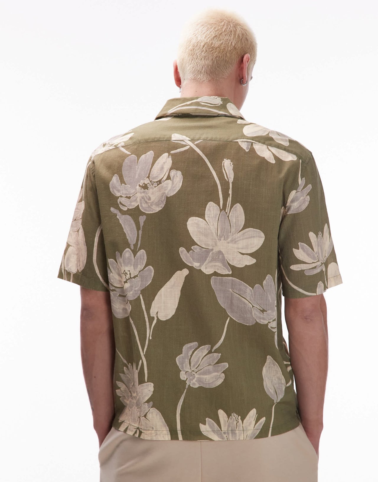 Mango cotton floral print short sleeve shirt in light green - ASOS Sample Sale