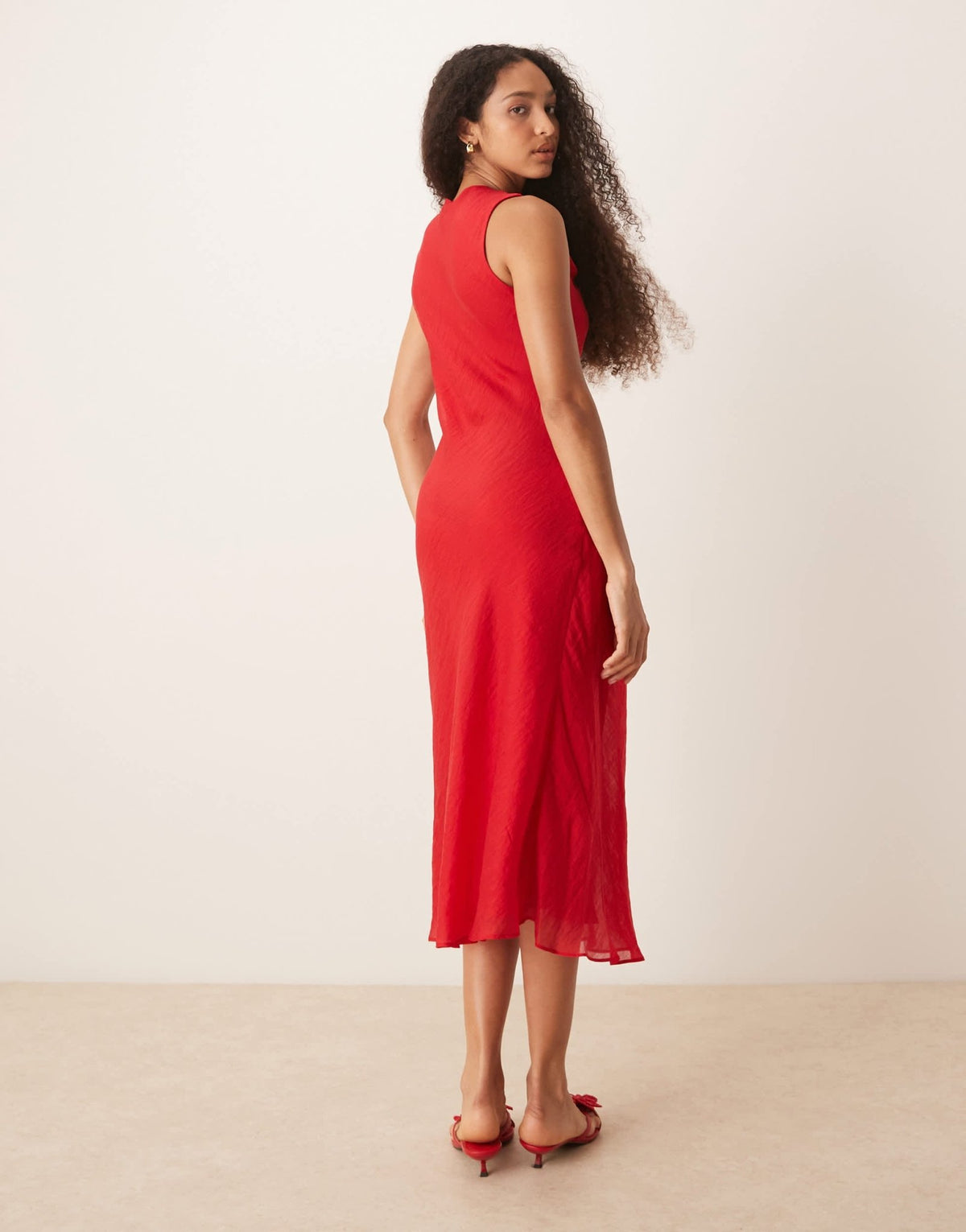 Mango cowl neck satin midi dress in red - ASOS Sample Sale
