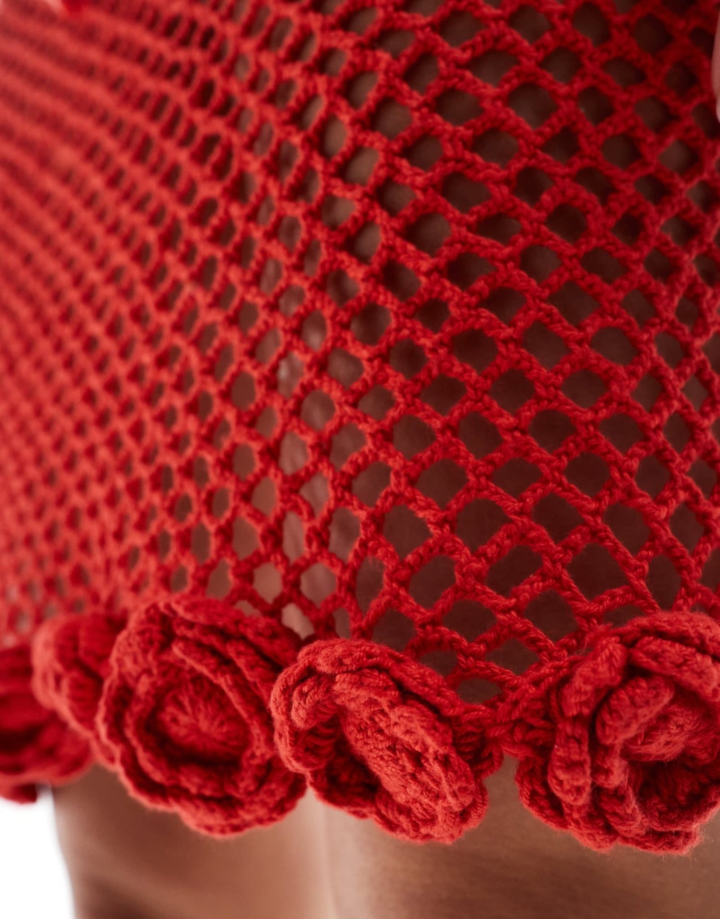 Mango crochet co - ord mini skirt with rose hem in red - ASOS Sample Sale