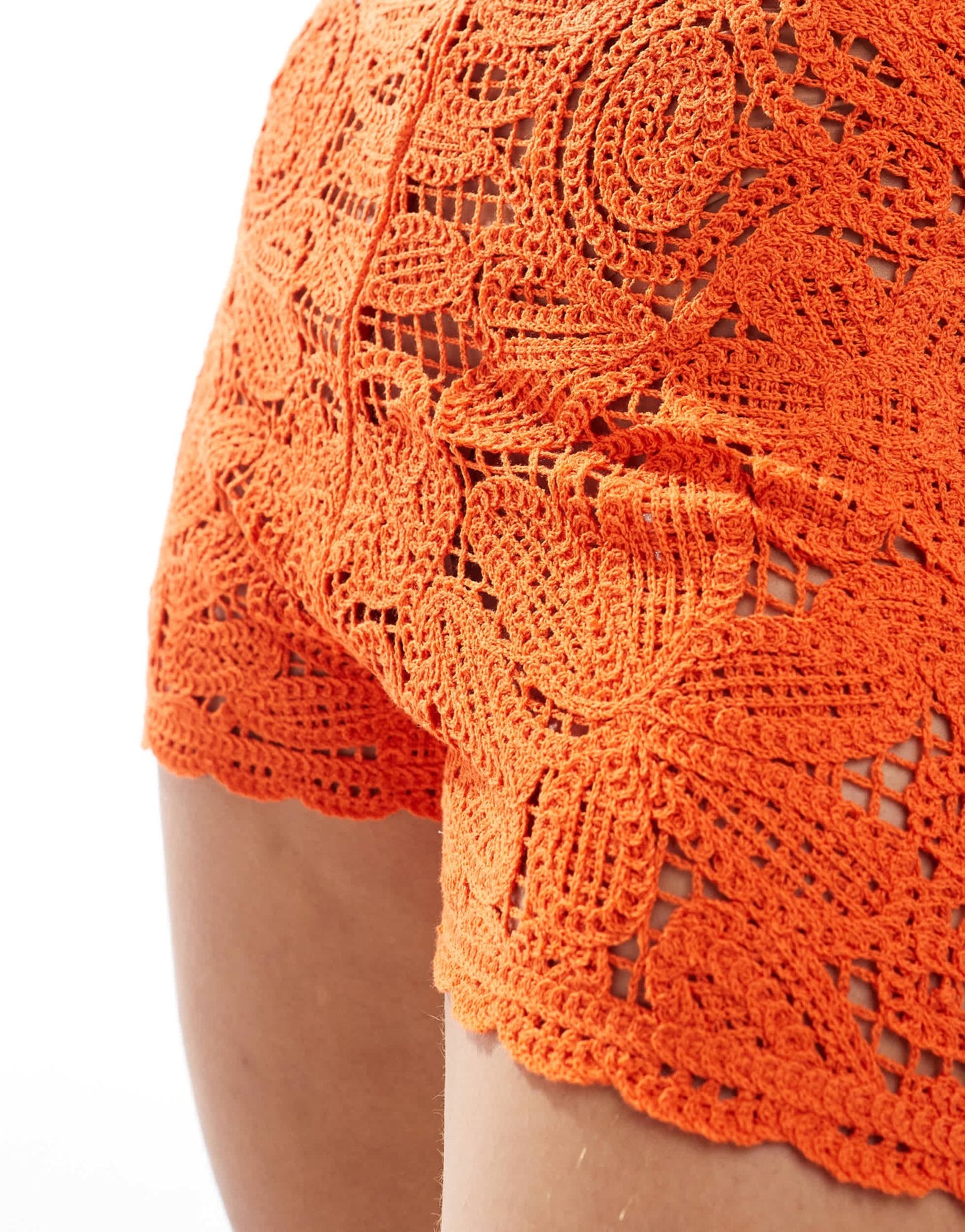 Mango crochet co - ord shorts in orange - ASOS Sample Sale