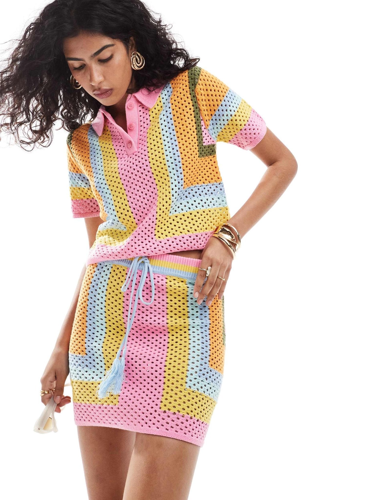 Mango crochet co - ord skirt in multi - ASOS Sample Sale