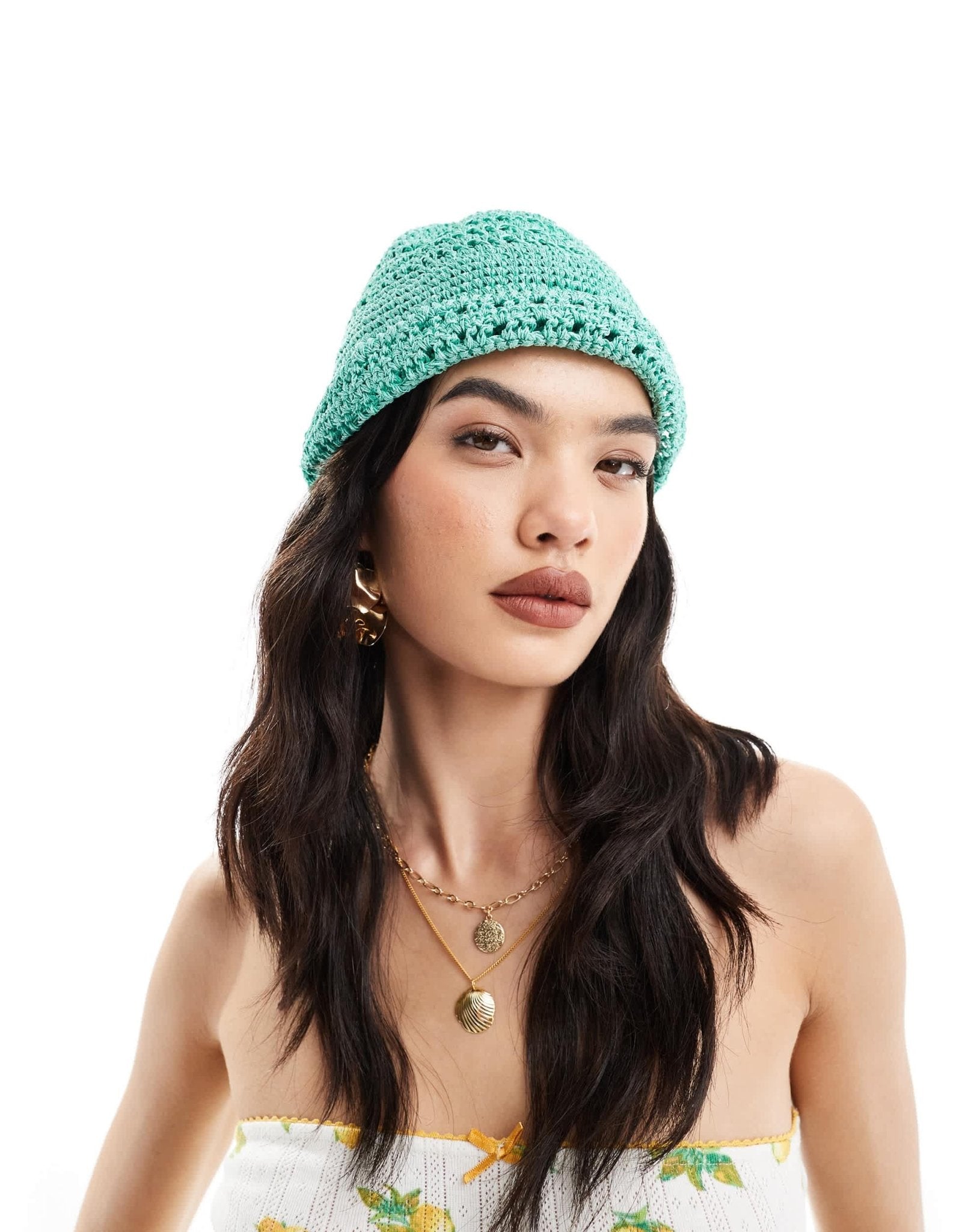 Mango crochet hat in green - ASOS Sample Sale