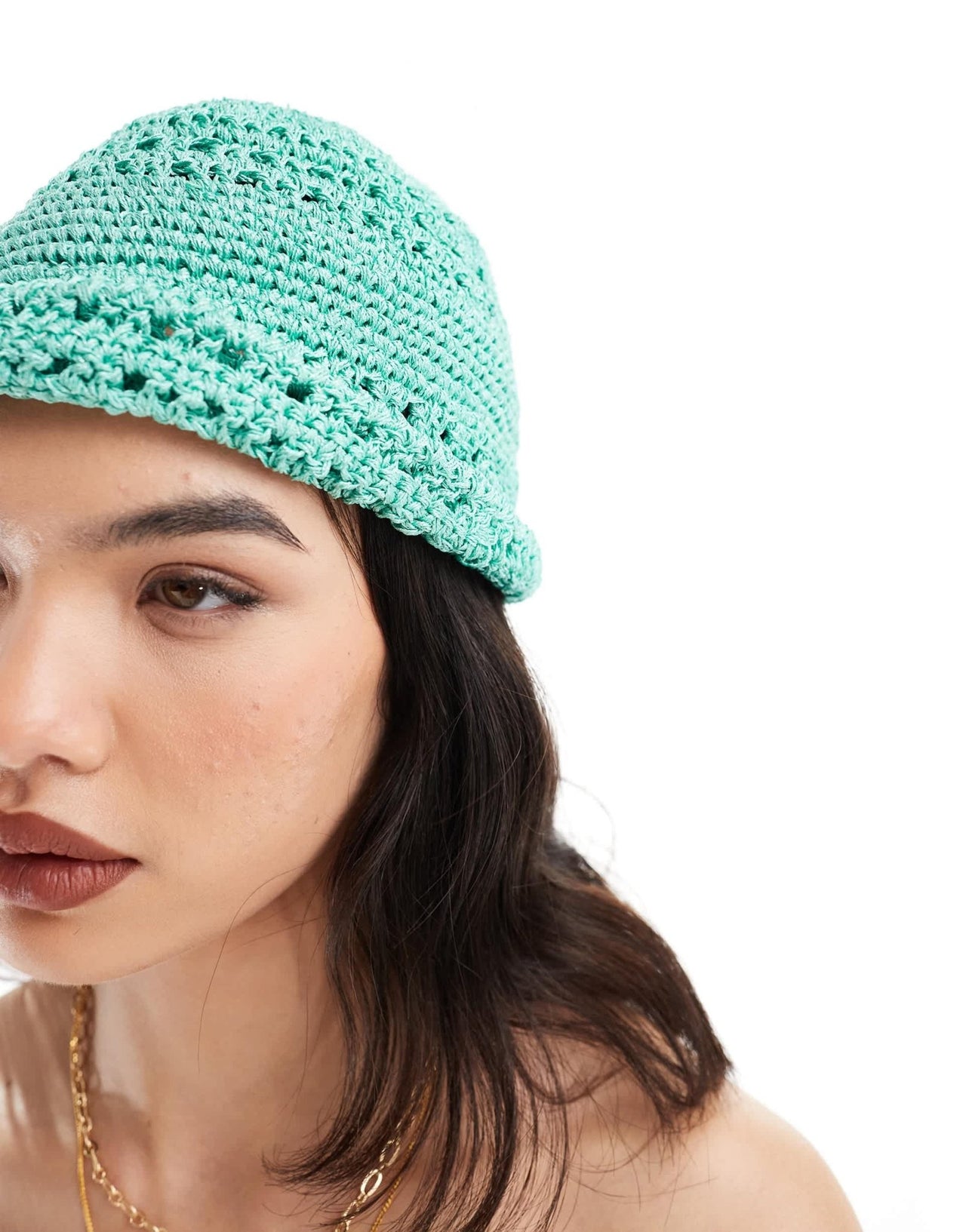 Mango crochet hat in green - ASOS Sample Sale