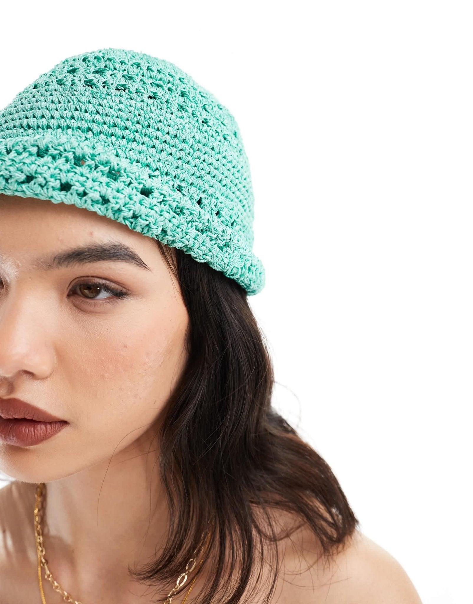 Mango crochet hat in green - ASOS Sample Sale