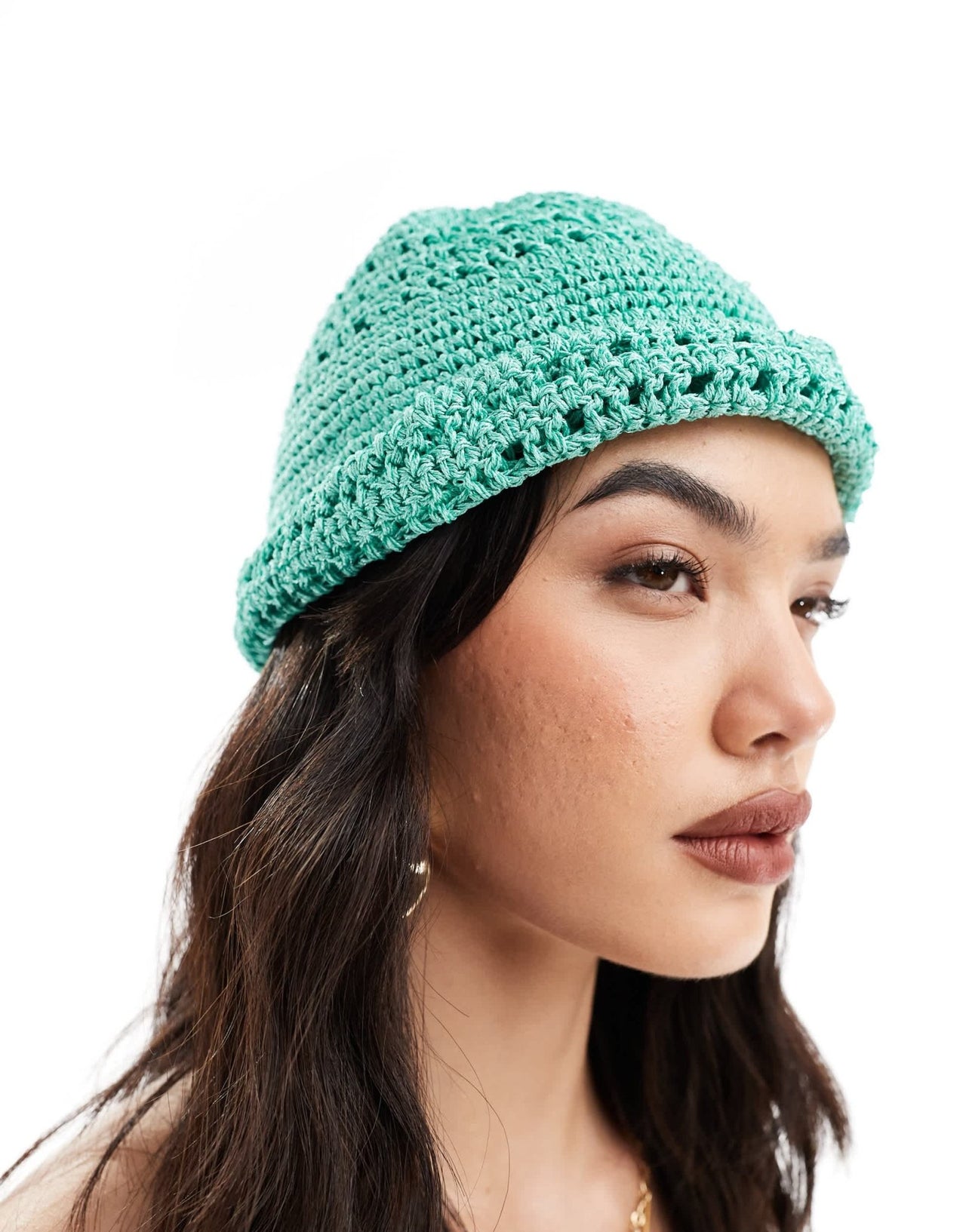Mango crochet hat in green - ASOS Sample Sale