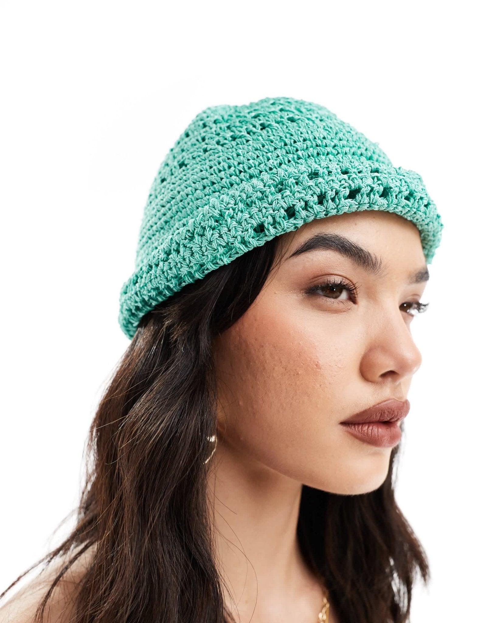 Mango crochet hat in green - ASOS Sample Sale
