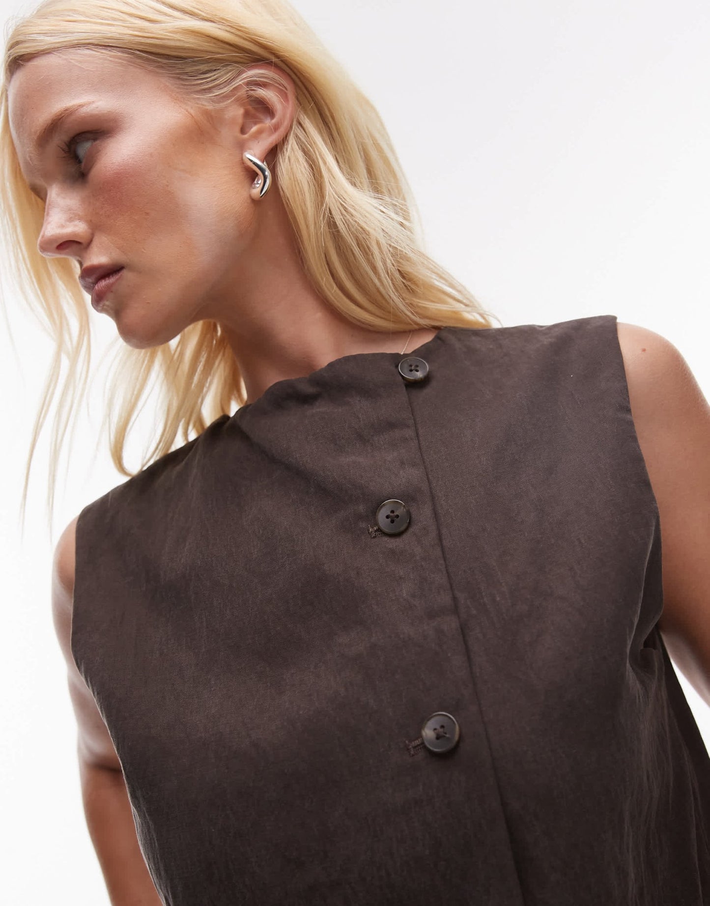 Mango cupro button back sleeveless top co-ord in brown - ASOS Sample Sale