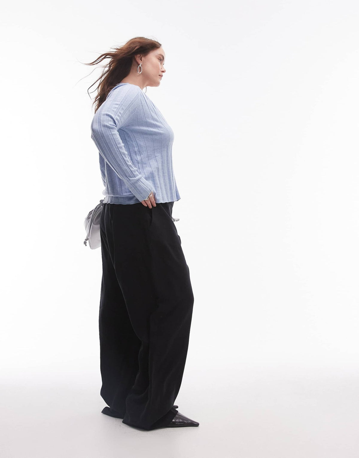 Mango curve pintuck straight leg trousers in black - ASOS Sample Sale