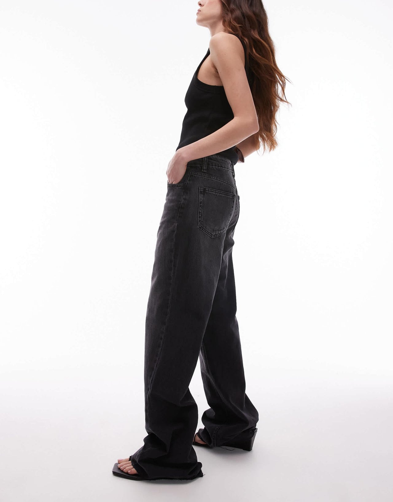Mango Danila raw hem straight leg jean in black - ASOS Sample Sale