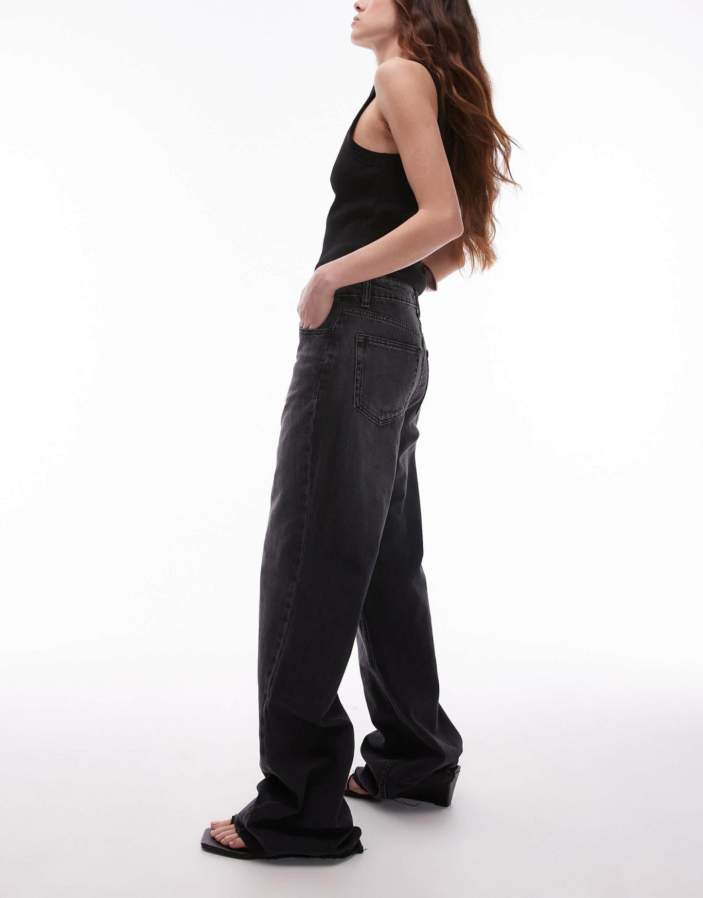 Mango Danila raw hem straight leg jean in black - ASOS Sample Sale