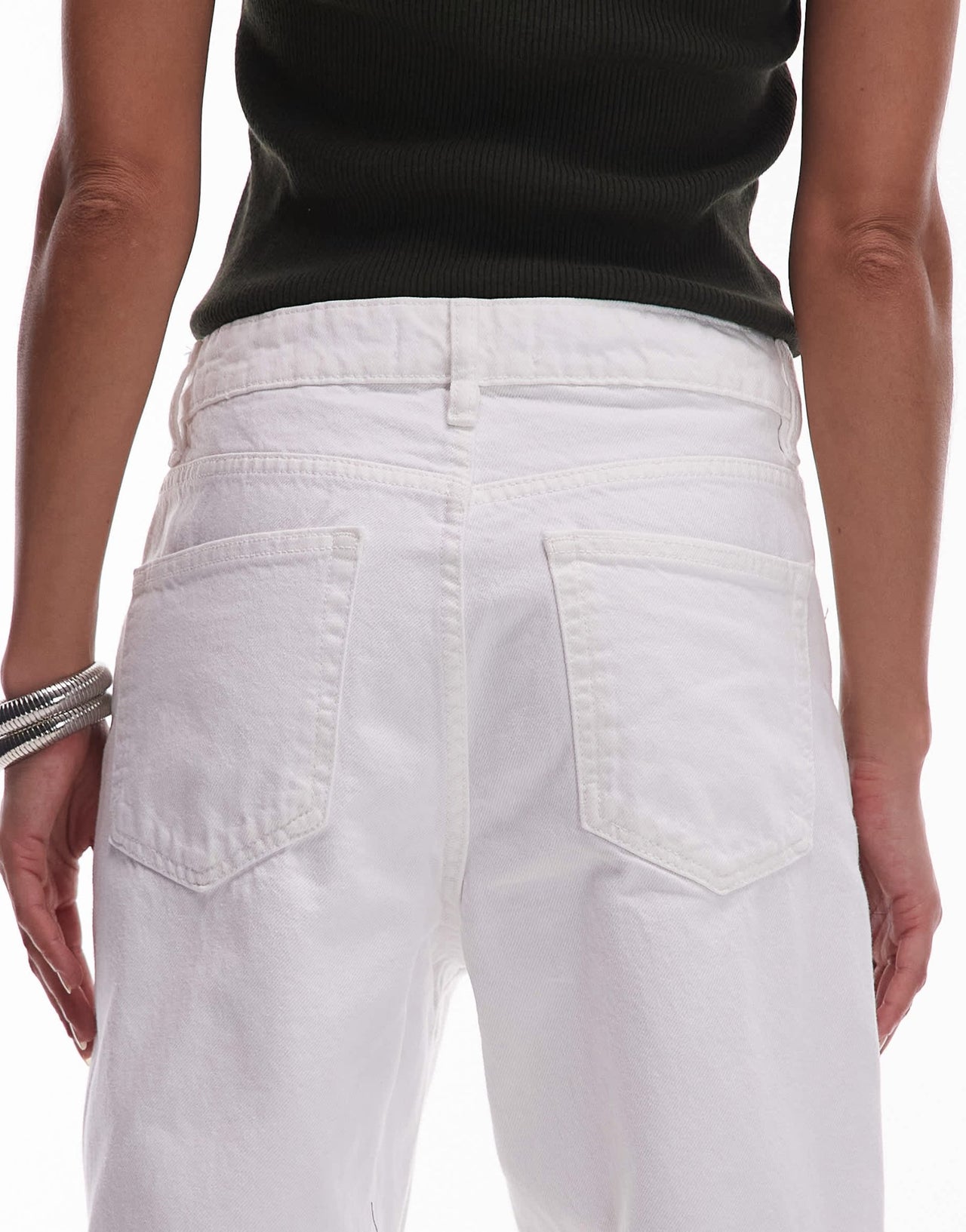 Mango Danila raw hem straight leg jeans in white - ASOS Sample Sale