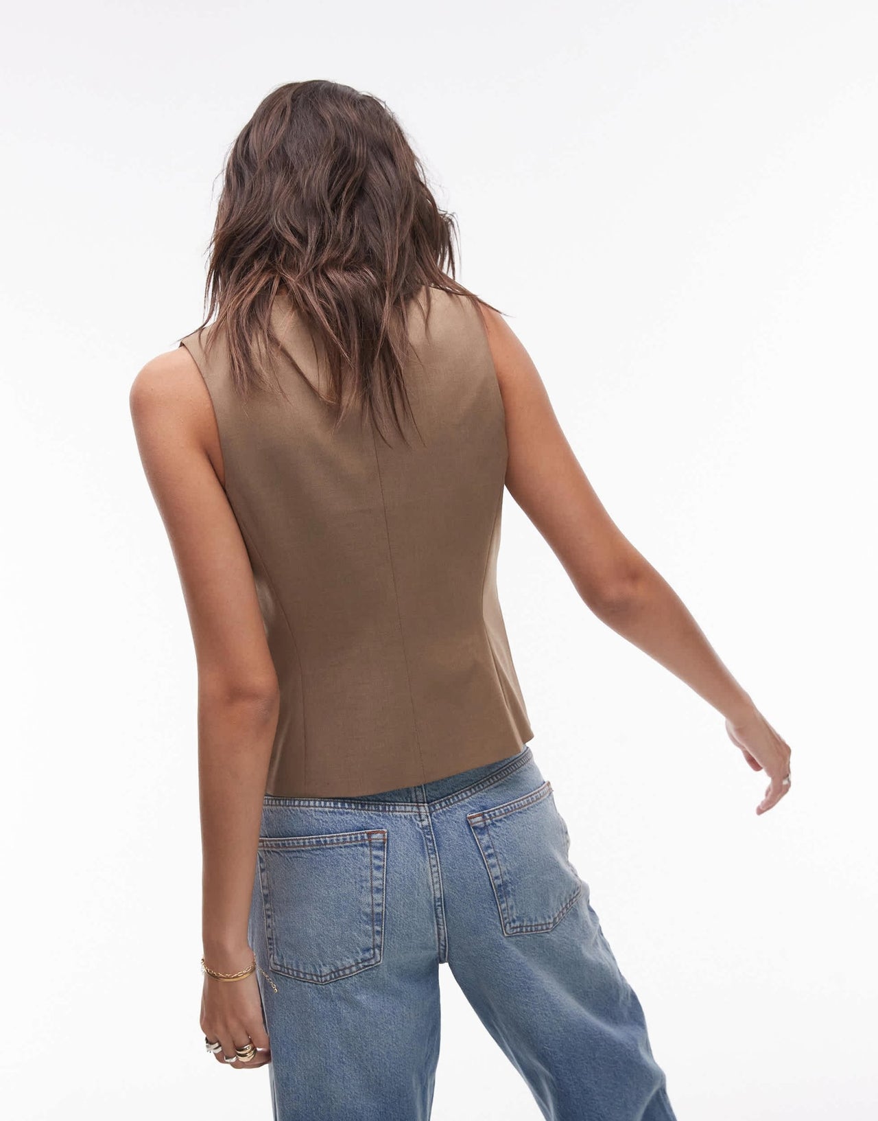 Mango deep v - neck top in brown - ASOS Sample Sale