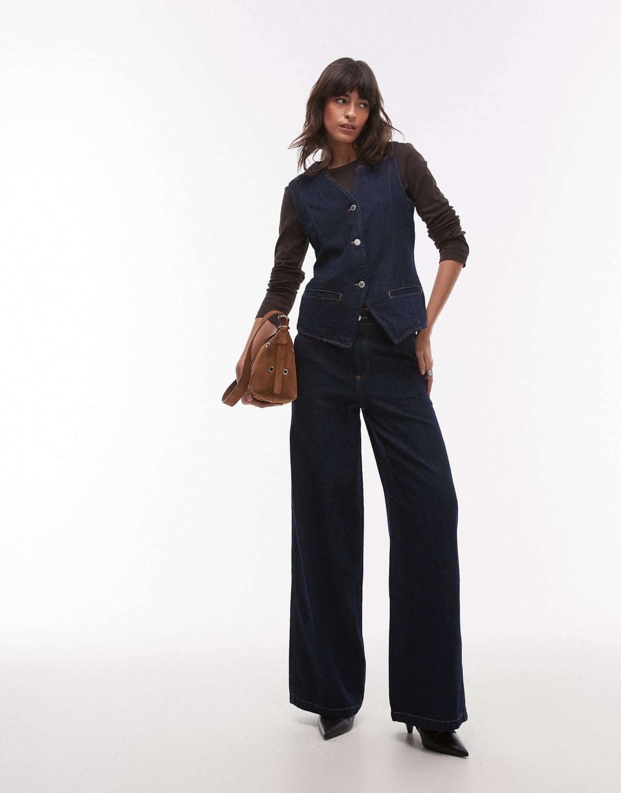 Mango denim waistcoat co - ord in dark blue - ASOS Sample Sale