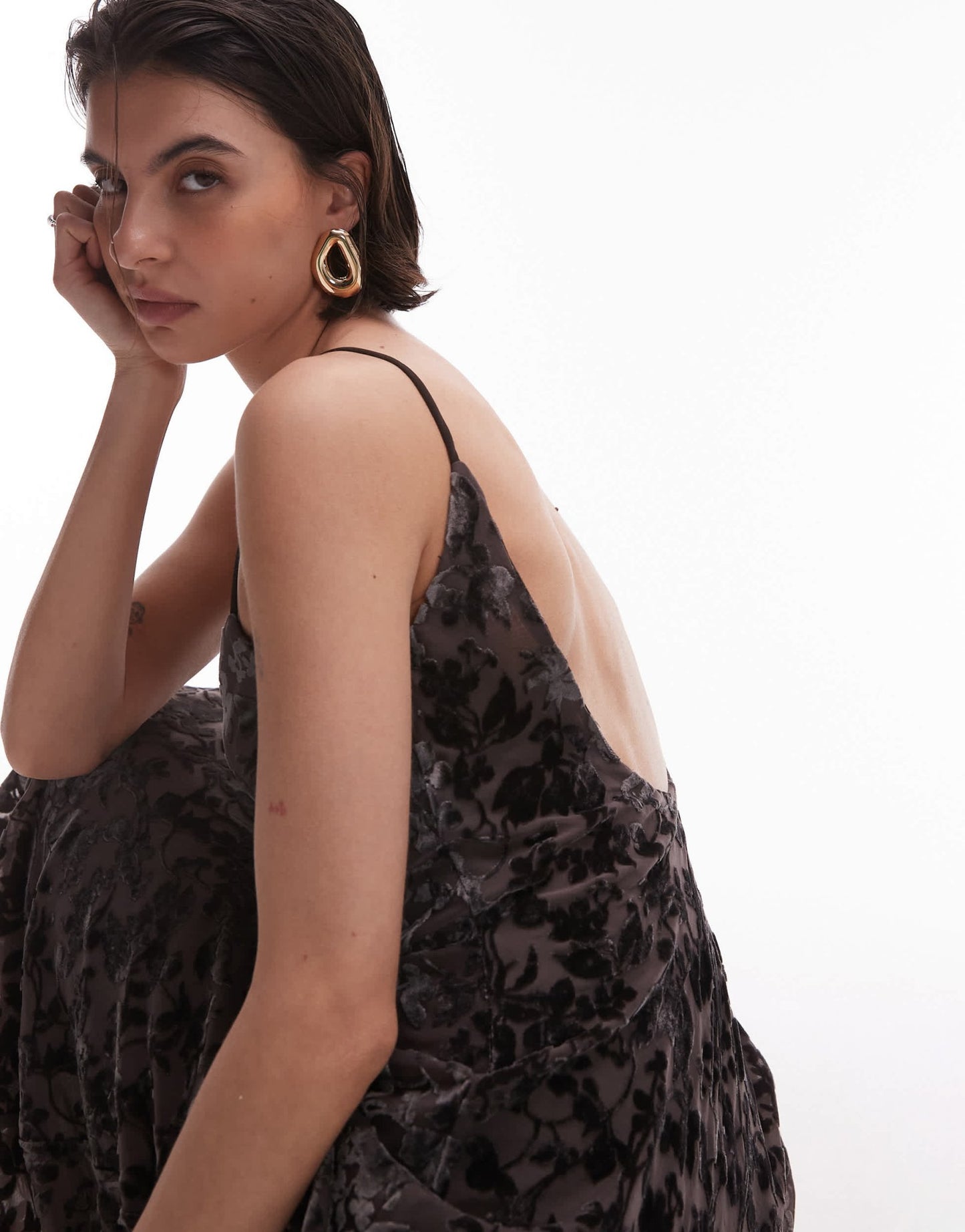 Mango devore slip maxi dress in brown - ASOS Sample Sale