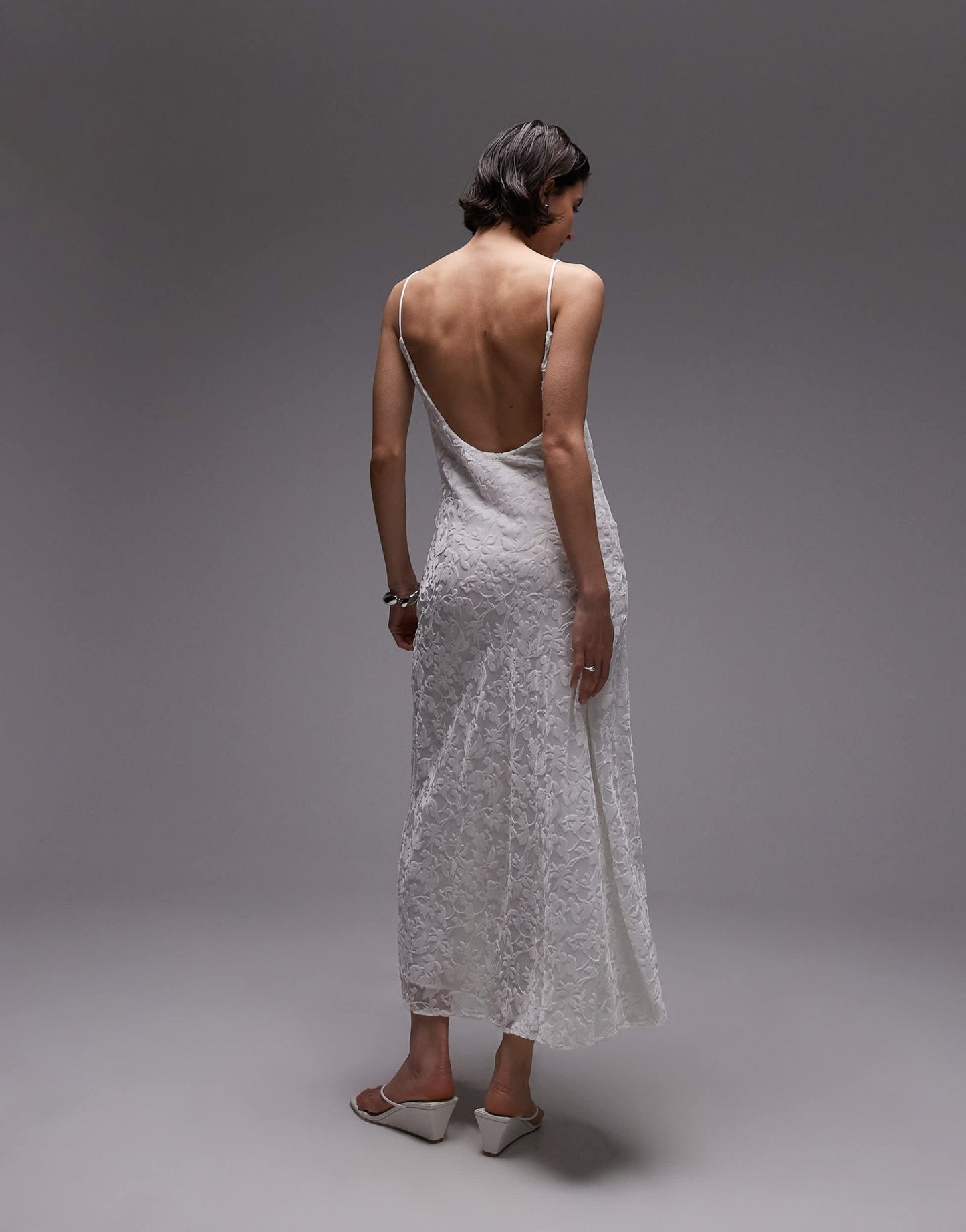 Mango devore slip maxi dress in ivory - ASOS Sample Sale