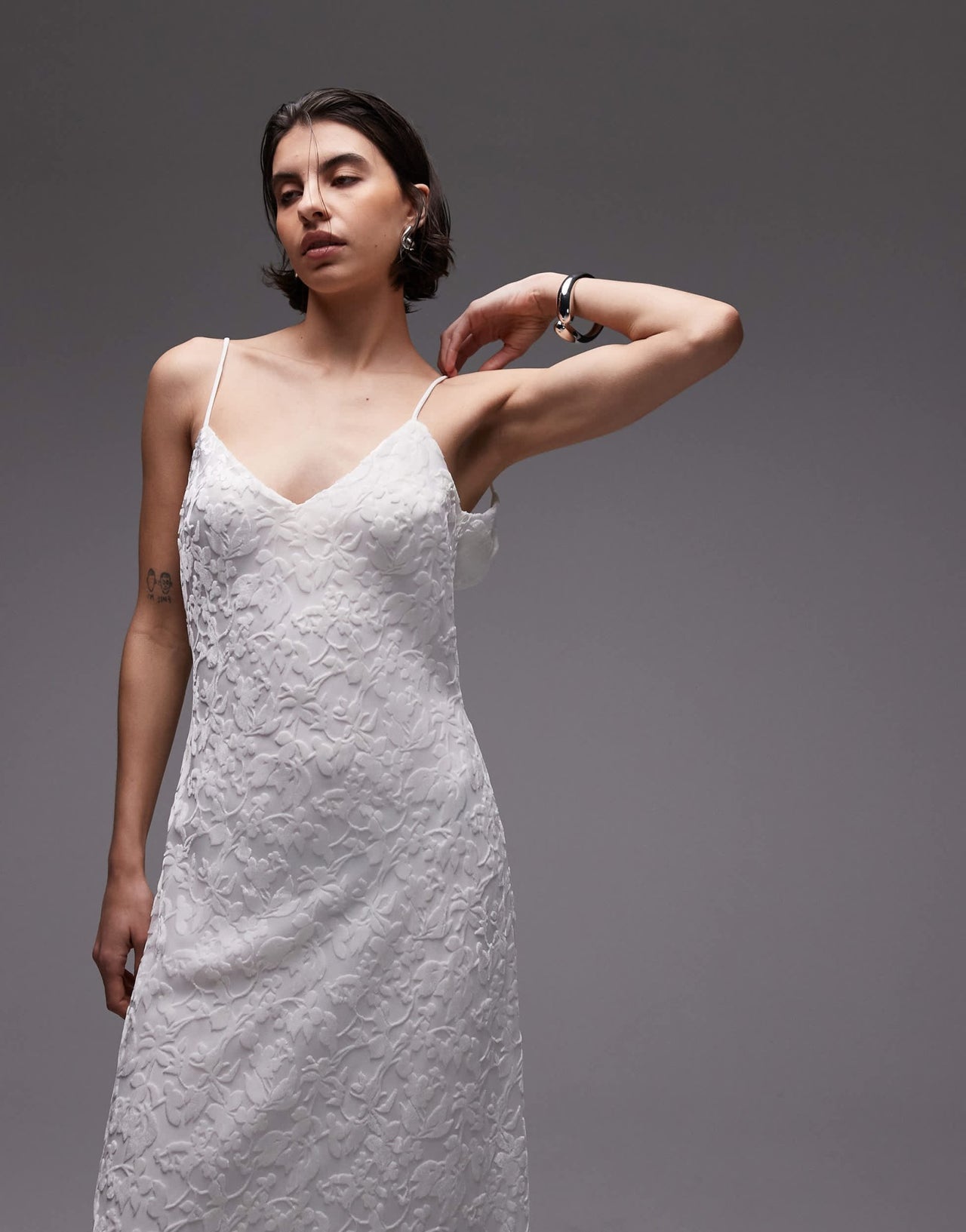 Mango devore slip maxi dress in ivory - ASOS Sample Sale