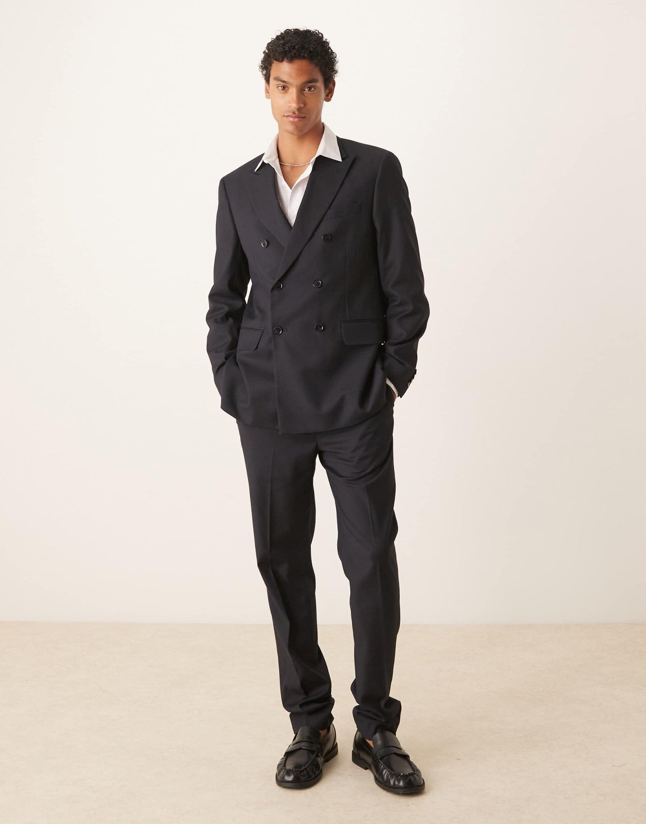 Mango double breasted slim fit suit in navy co - ord - ASOS Sample Sale