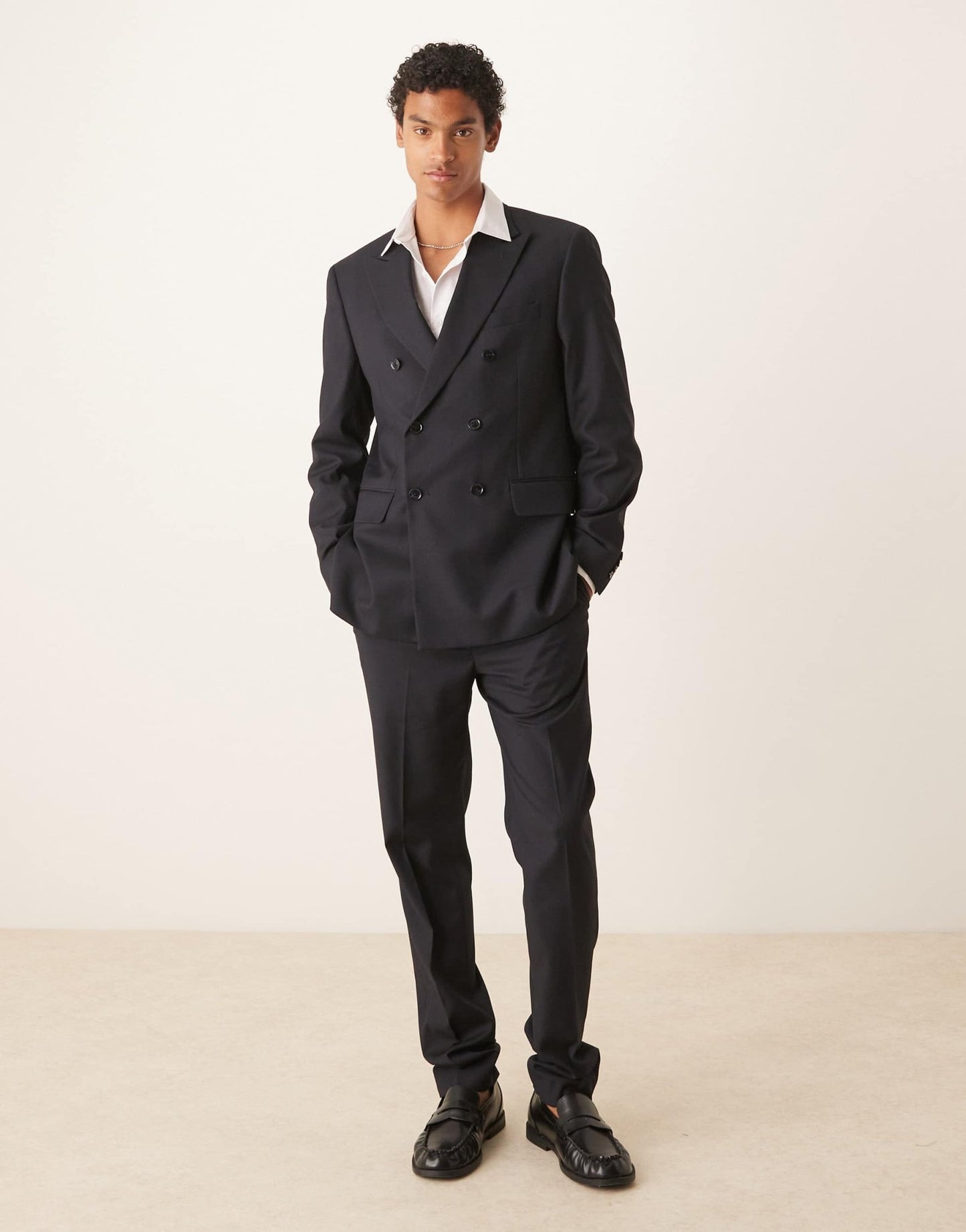 Mango double breasted slim fit suit in navy co - ord - ASOS Sample Sale