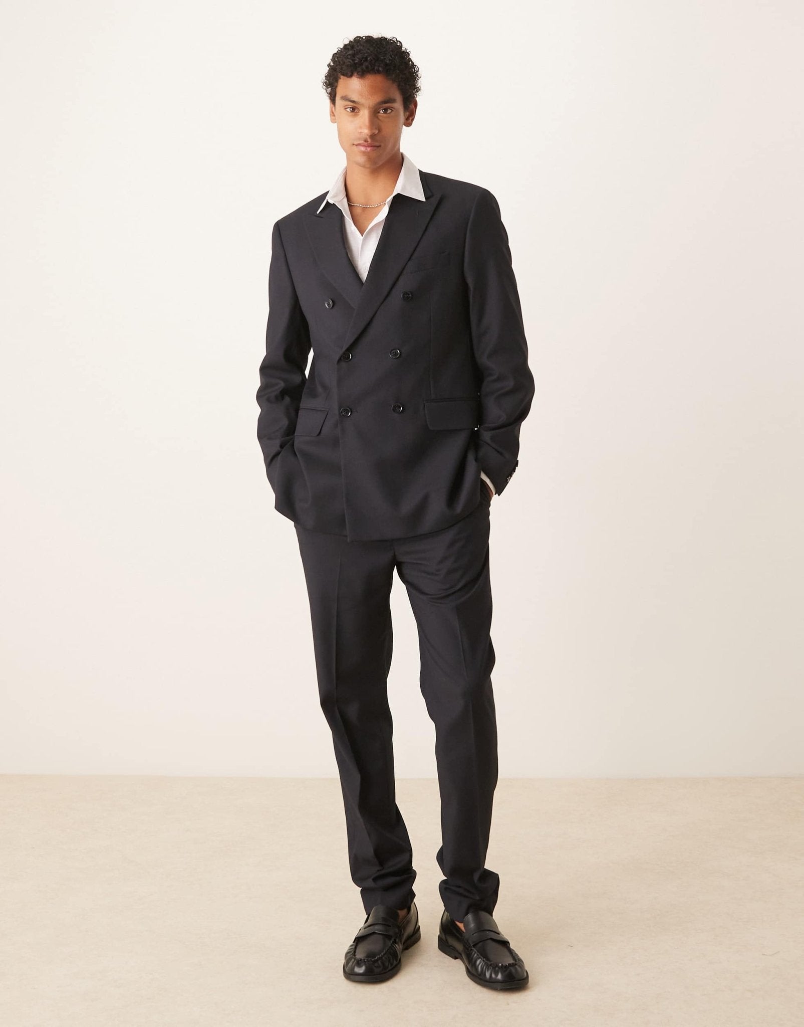 Mango double breasted slim fit suit in navy co - ord - ASOS Sample Sale