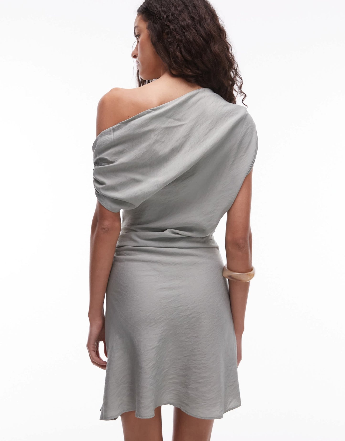 Mango drape front mini dress in sage green - ASOS Sample Sale