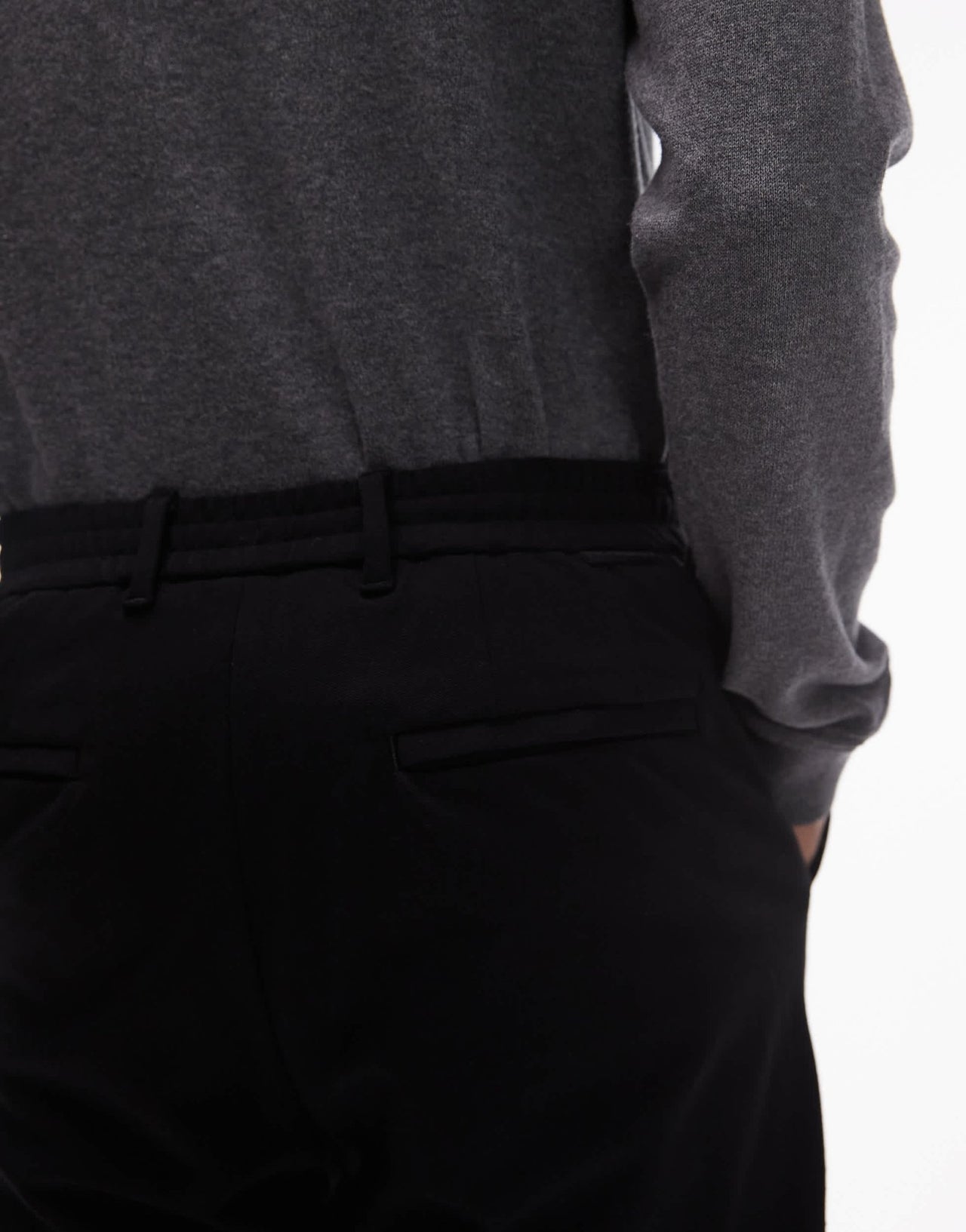 Mango drawstring adjustable waist slim fit trouser in black - ASOS Sample Sale