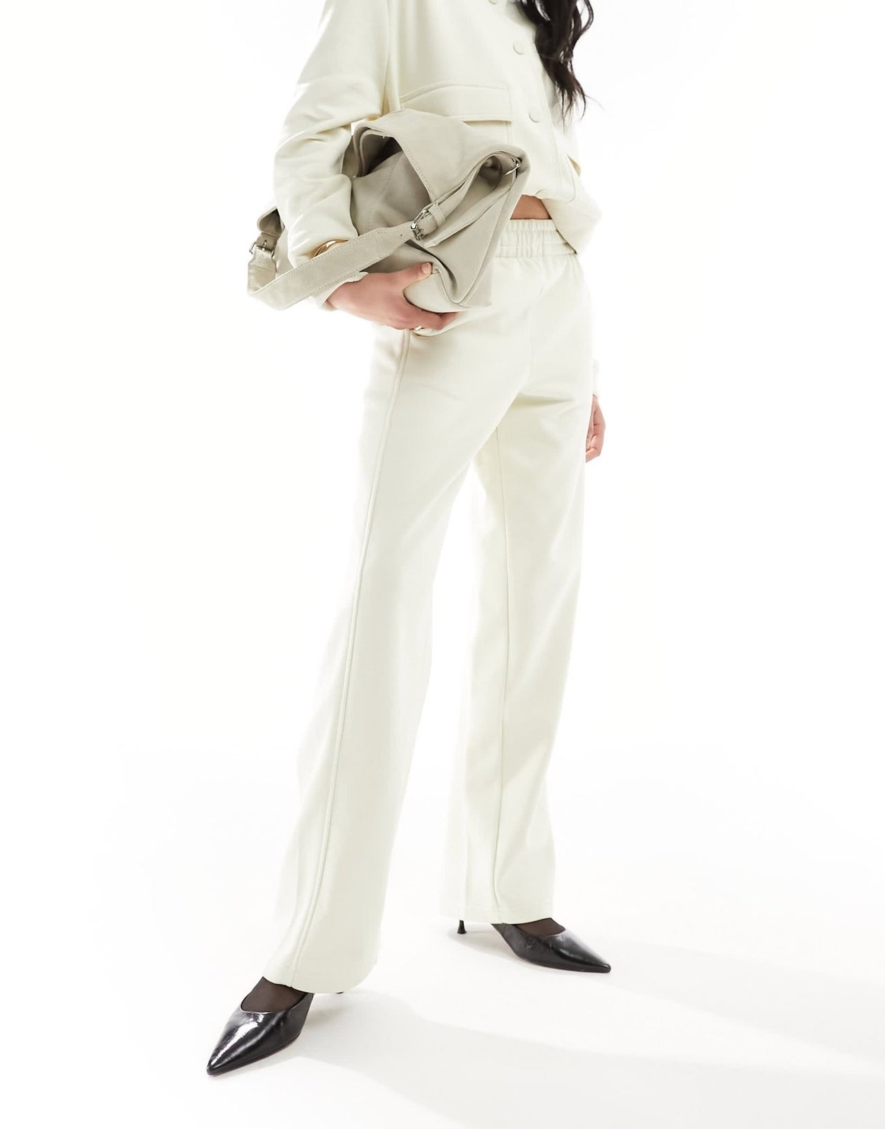Mango drawstring relaxed co - ord trousers in off white - ASOS Sample Sale