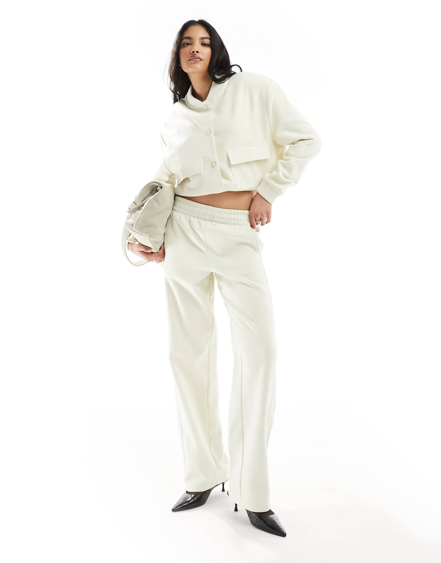 Mango drawstring relaxed co - ord trousers in off white - ASOS Sample Sale