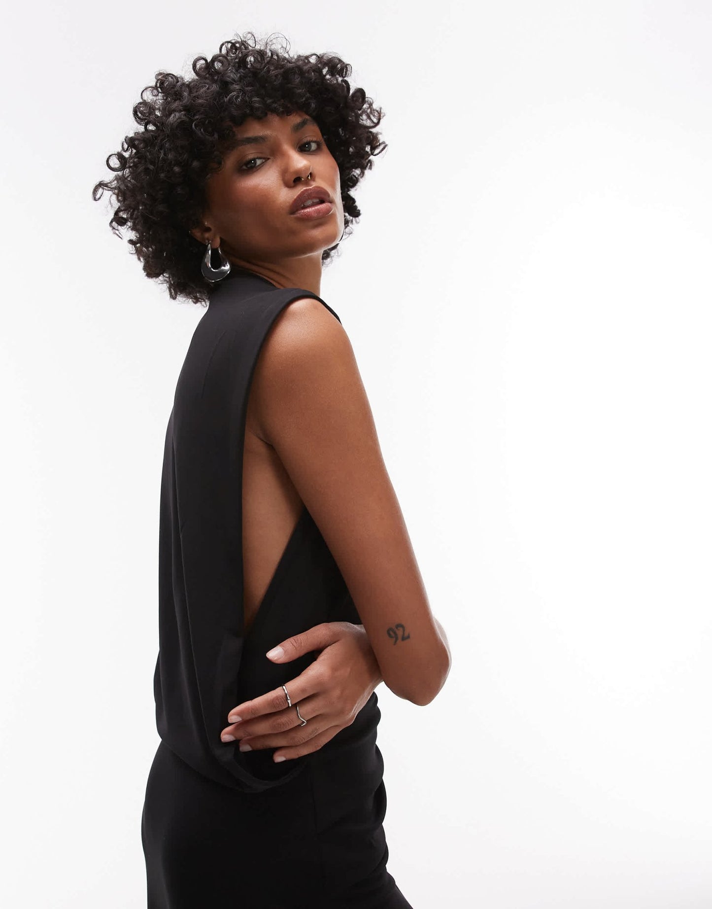 Mango drop side sleeveless maxi dress in black - ASOS Sample Sale